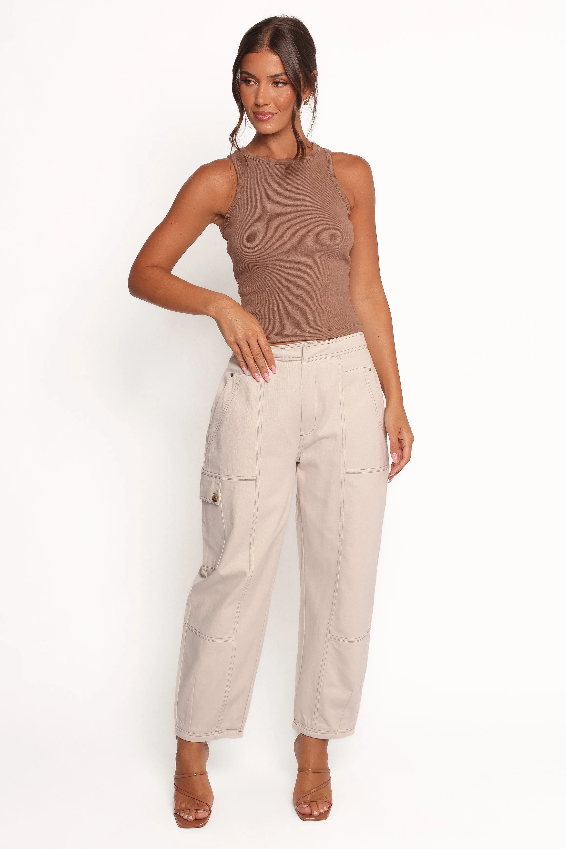 Kiah Cargo Pant - Ecru sold by Petal & Pup