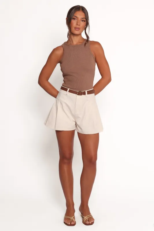 Ecita Pleated Shorts - Ecru sold by Petal & Pup