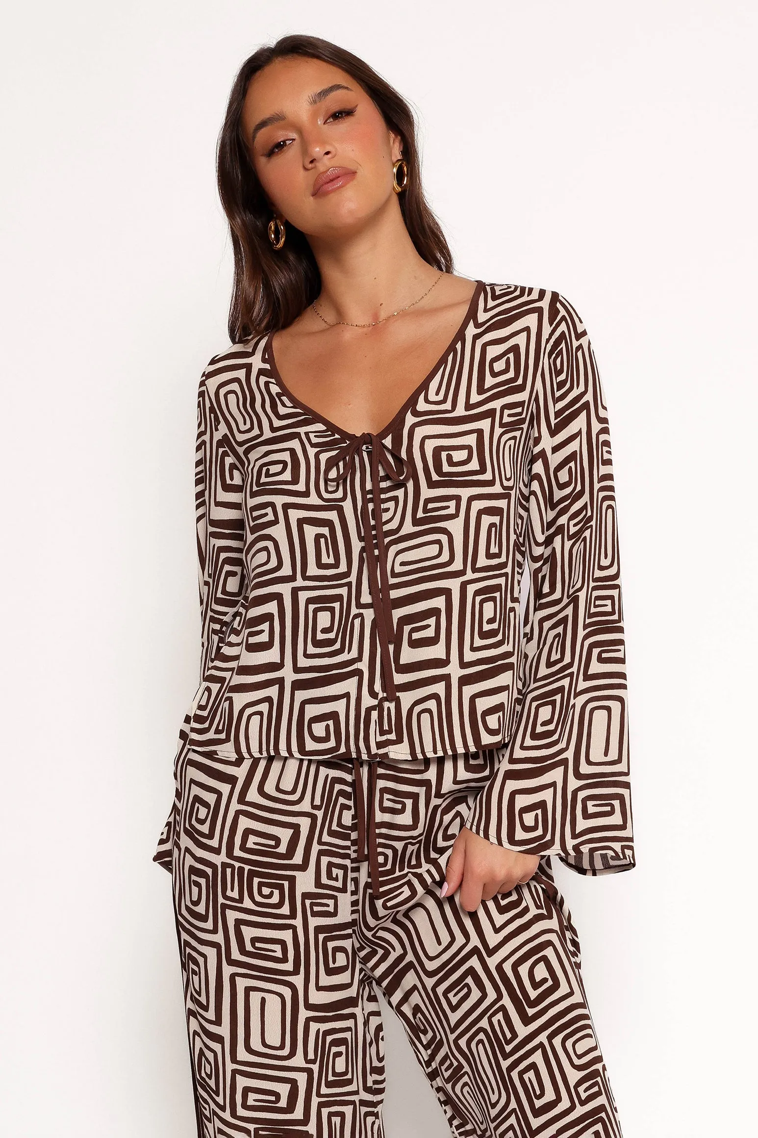 Imogen Top - Chocolate Brown Print sold by Petal & Pup product image thumbnail 4