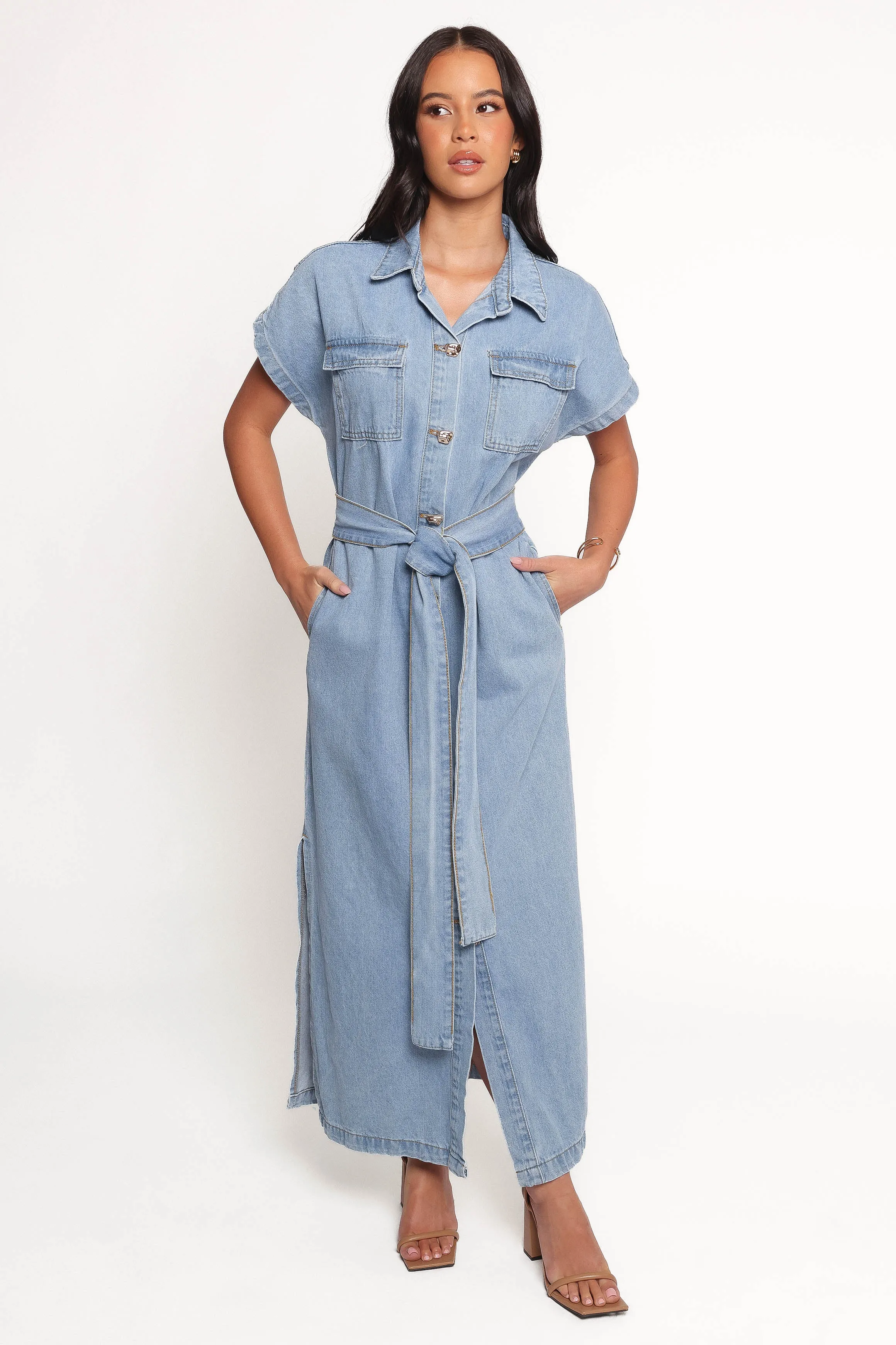 Griffin Shirt Maxi Dress - Denim sold by Petal & Pup product image thumbnail 2