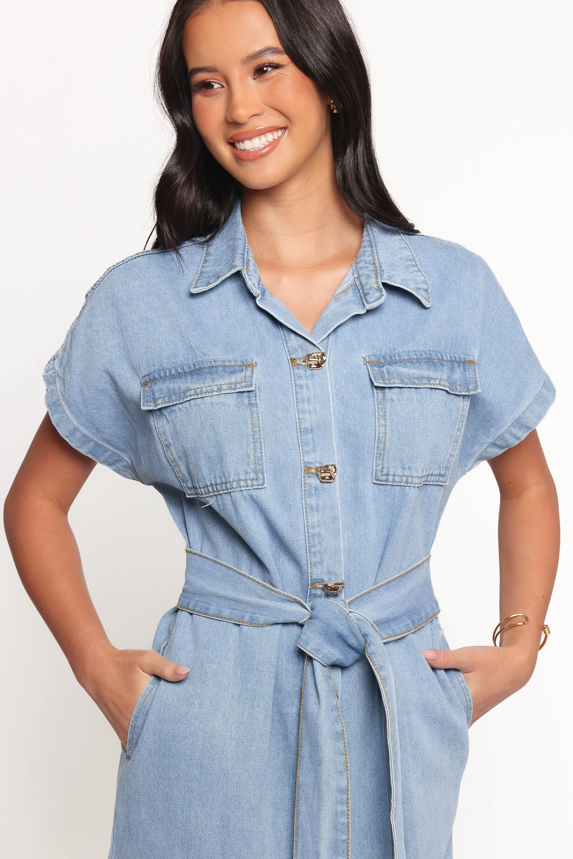 Griffin Shirt Maxi Dress - Denim sold by Petal & Pup product image thumbnail 3