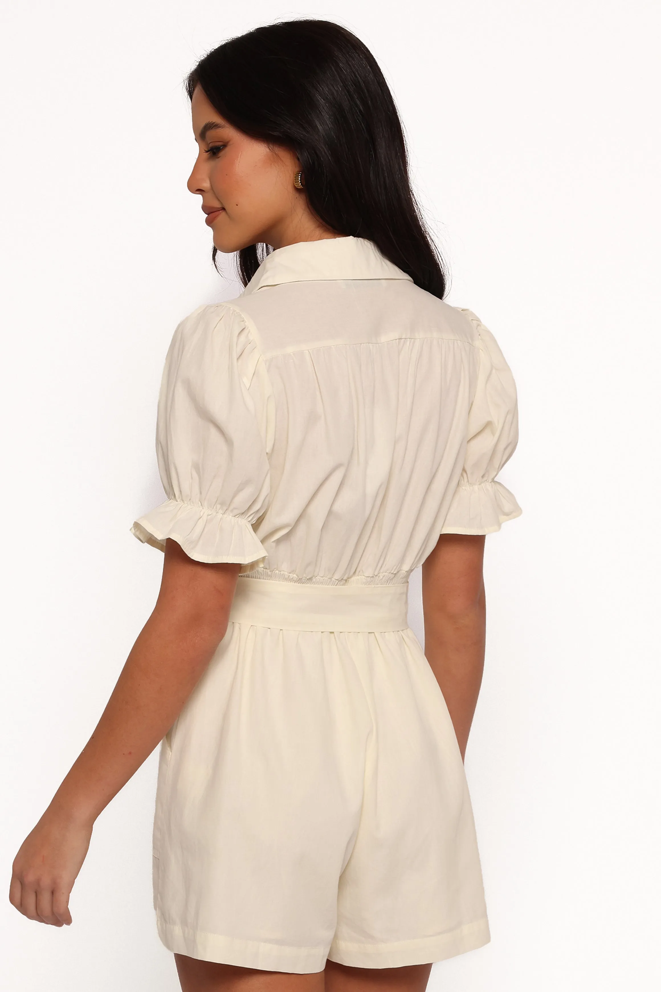 Riley Waist Tie Romper - Cream sold by Petal & Pup product image thumbnail 4