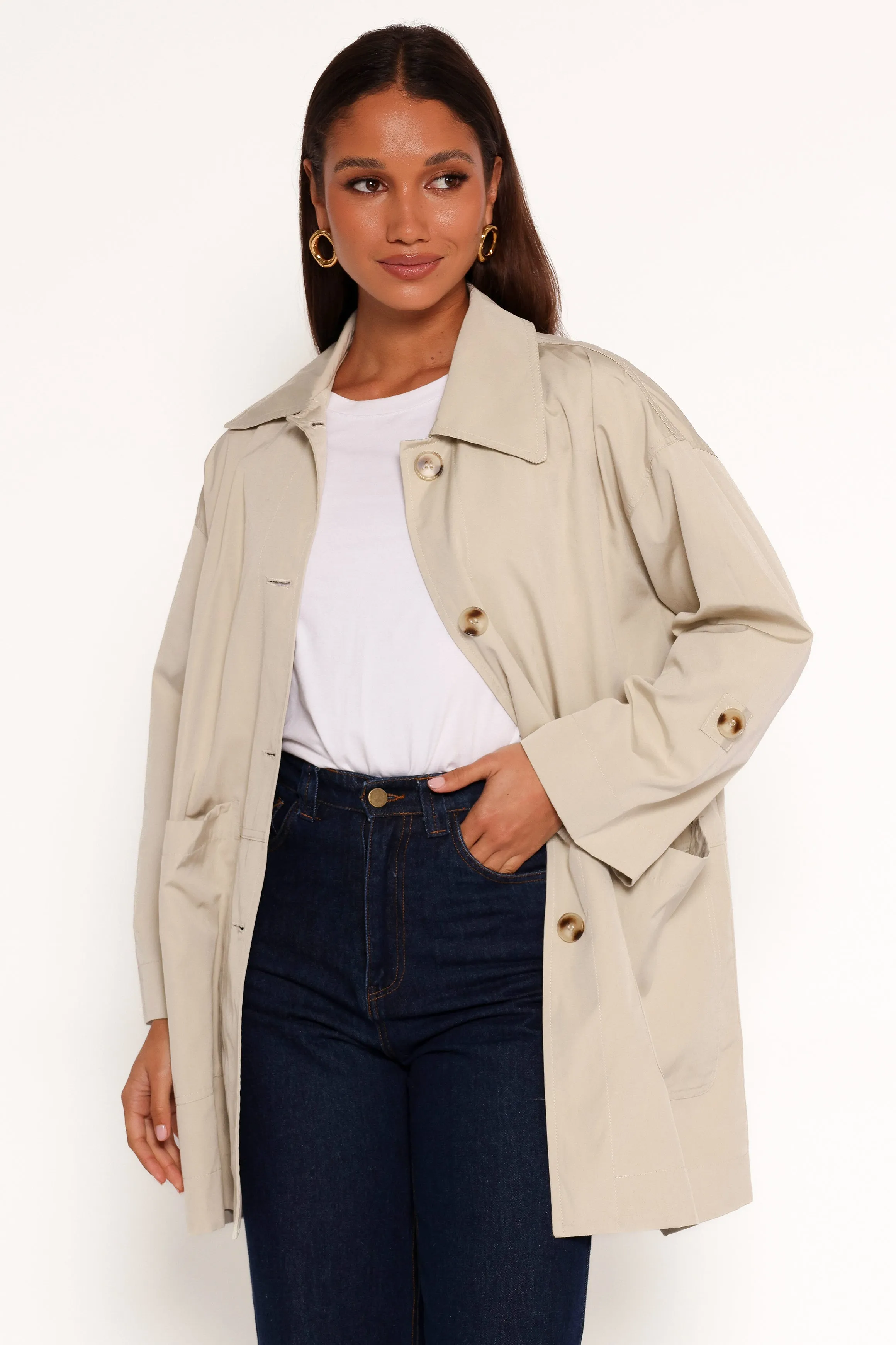 Stella Button Front Collar Jacket - Taupe sold by Petal & Pup product image thumbnail 2