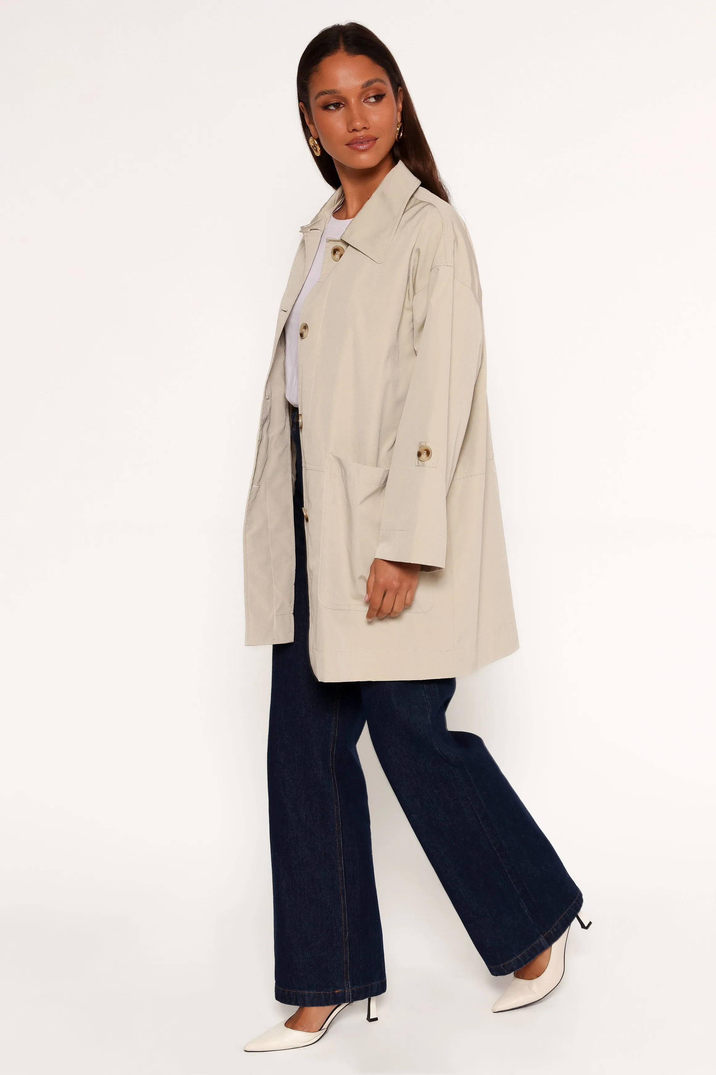 Stella Button Front Collar Jacket - Taupe sold by Petal & Pup product image thumbnail 3