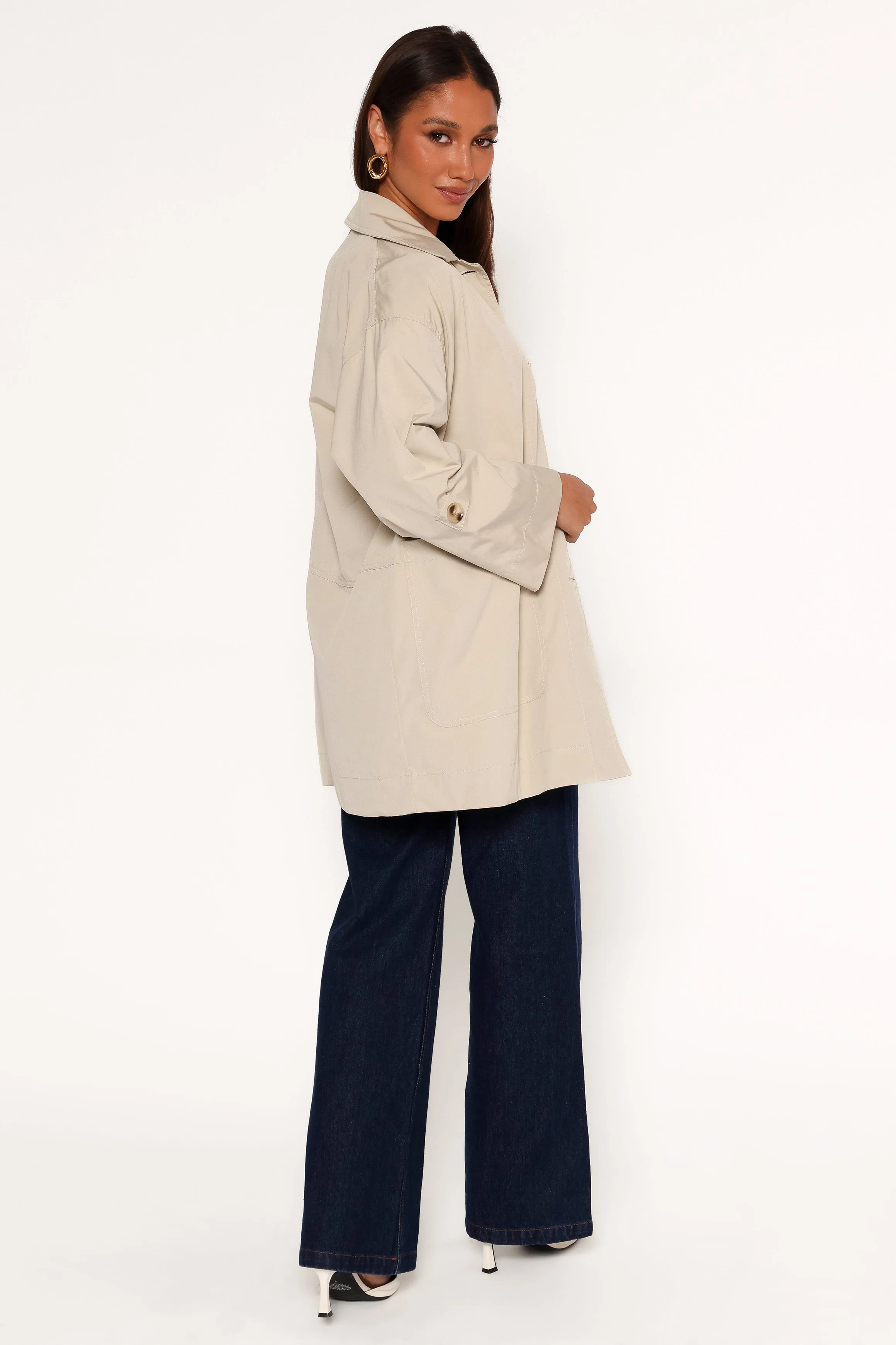 Stella Button Front Collar Jacket - Taupe sold by Petal & Pup product image thumbnail 4