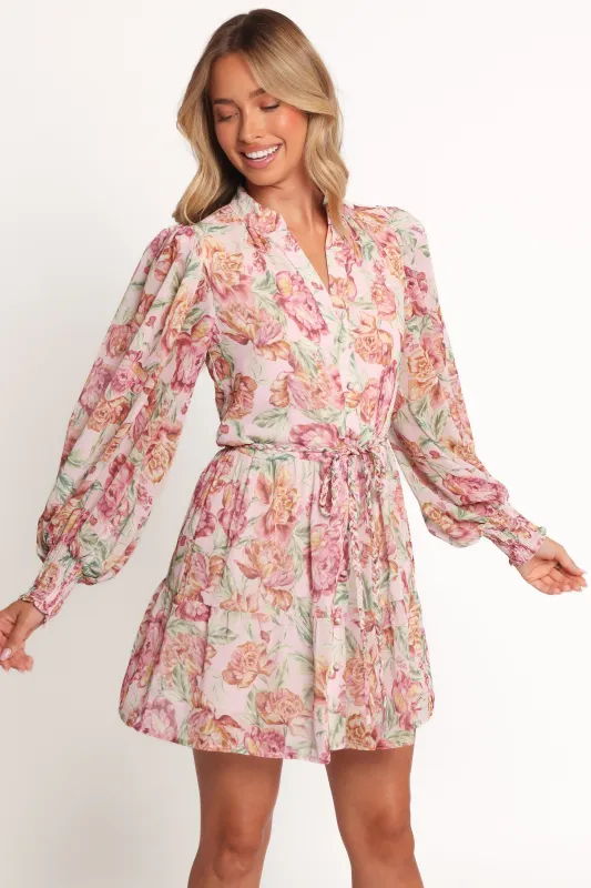 Elba Long Sleeve Mini Dress - Veiled Floral sold by Petal & Pup