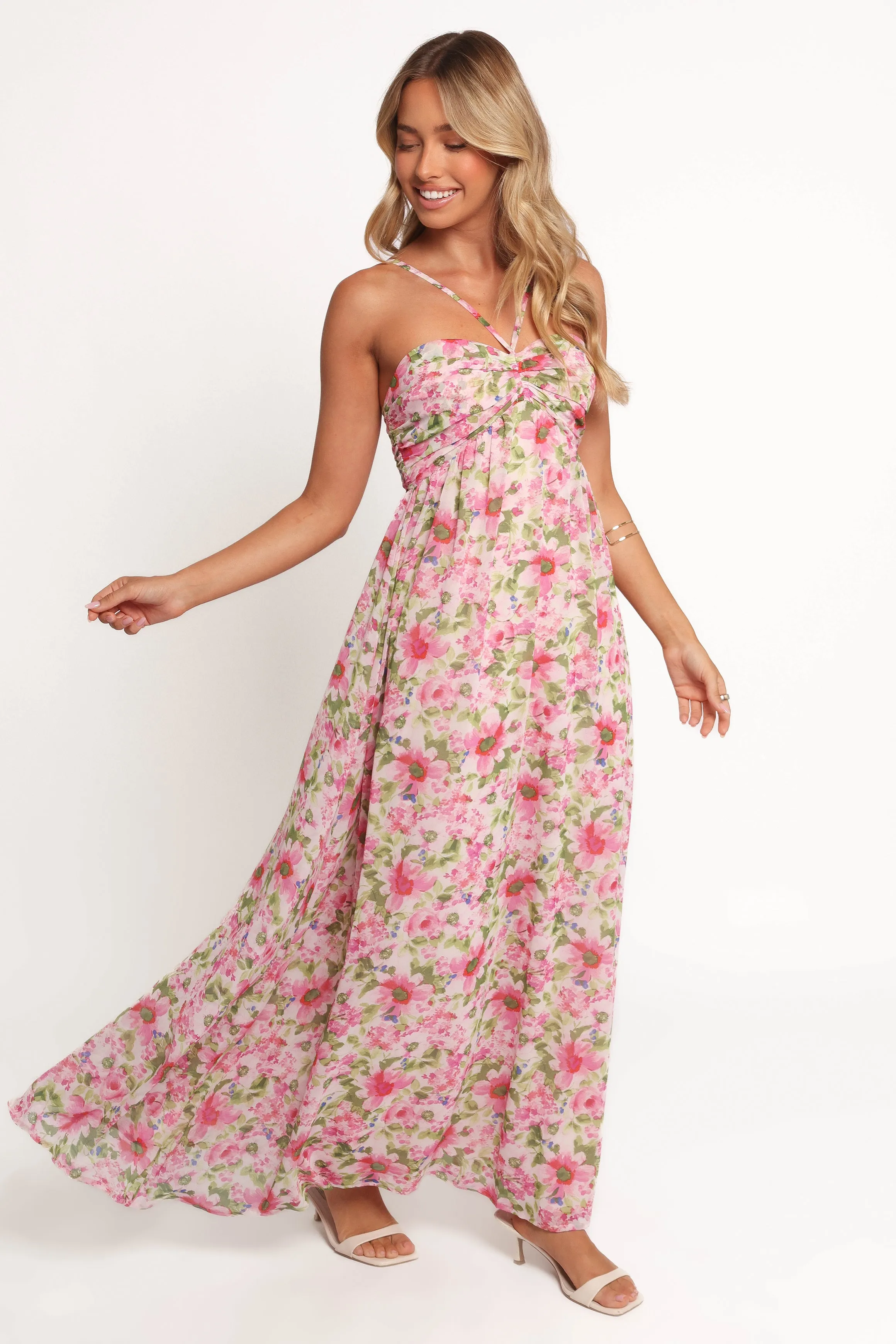 Cascade Halterneck Maxi Dress - Carmine Rose sold by Petal & Pup product image thumbnail 5