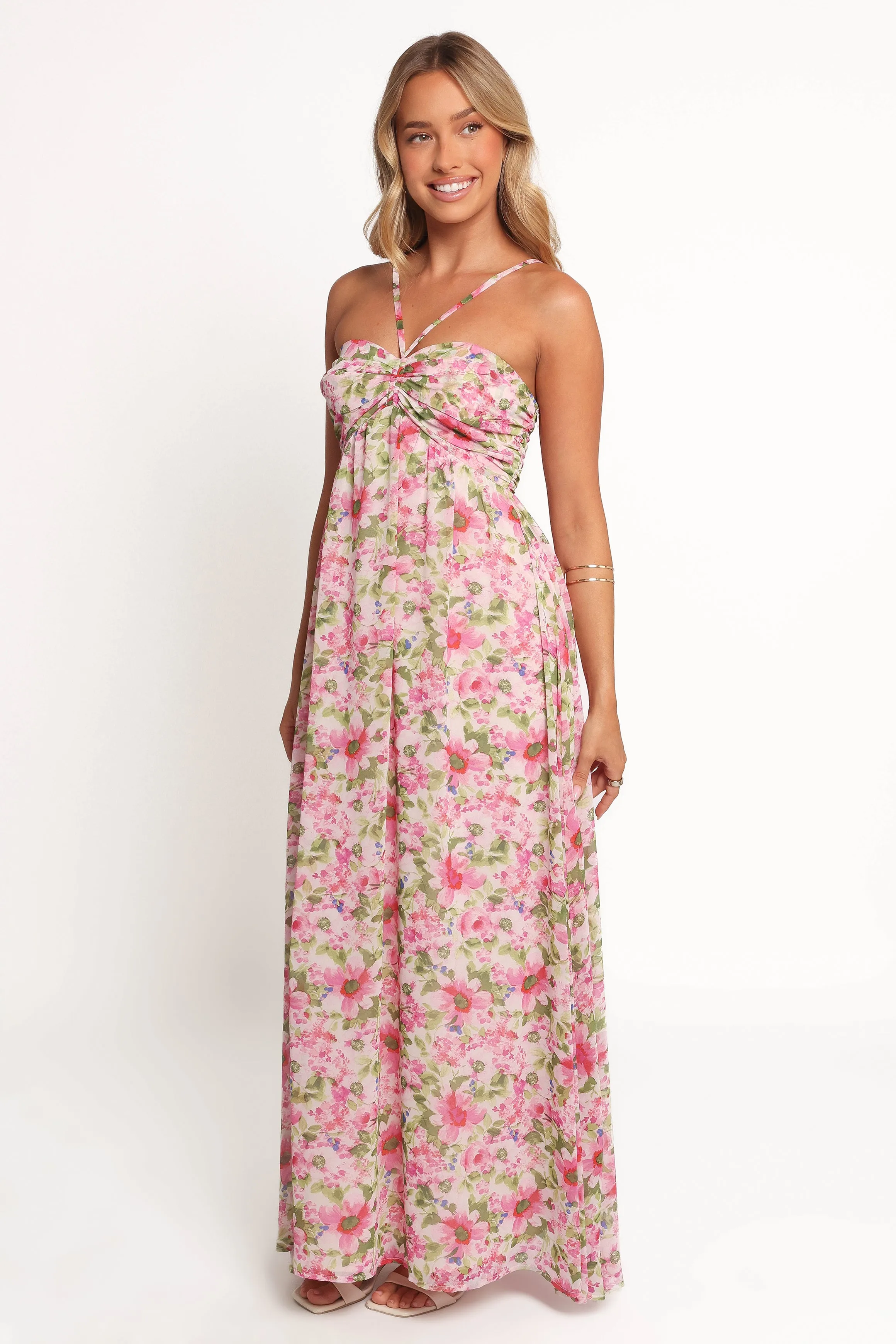 Cascade Halterneck Maxi Dress - Carmine Rose sold by Petal & Pup product image thumbnail 3