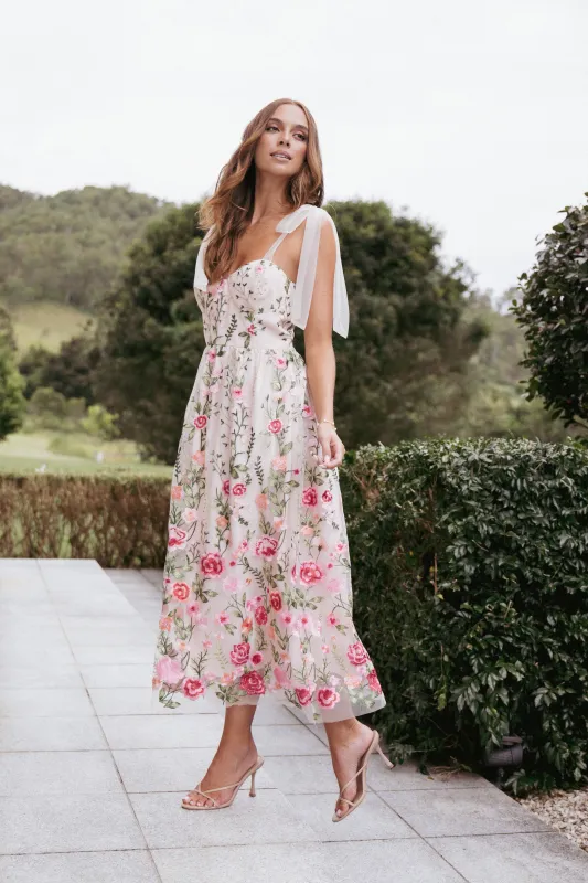 Mirabel Midi Dress - Multi Floral sold by Petal & Pup
