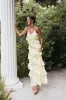 Ciao Ruffles Maxi Satin Dress - Pale Yellow sold by Petal & Pup