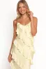 Ciao Ruffles Maxi Satin Dress - Pale Yellow sold by Petal & Pup