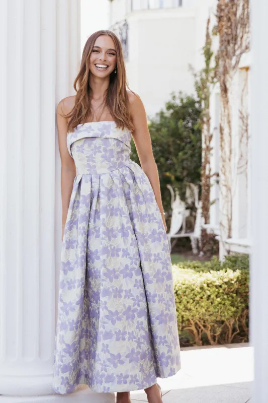 Rhea Strapless Midi Dress - Sage Floral sold by Petal & Pup