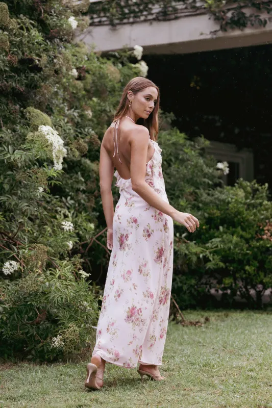 Patricia Maxi Dress - Pale Pink Floral sold by Petal & Pup