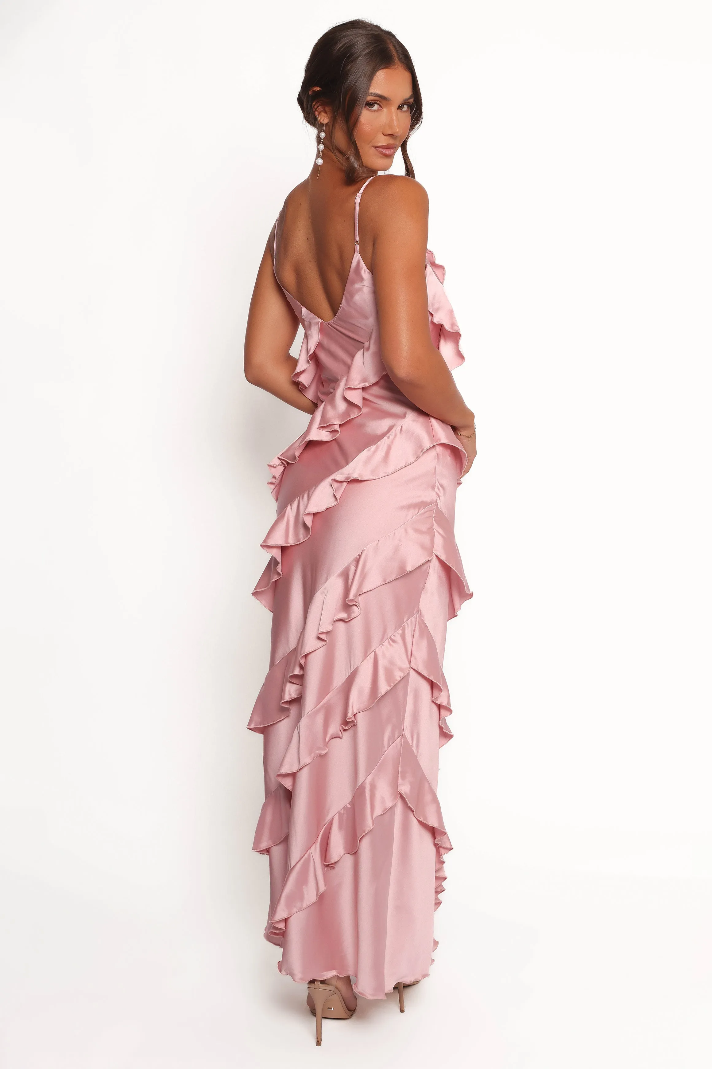 Ciao Ruffles Maxi Satin Dress - Pink sold by Petal & Pup product image thumbnail 5