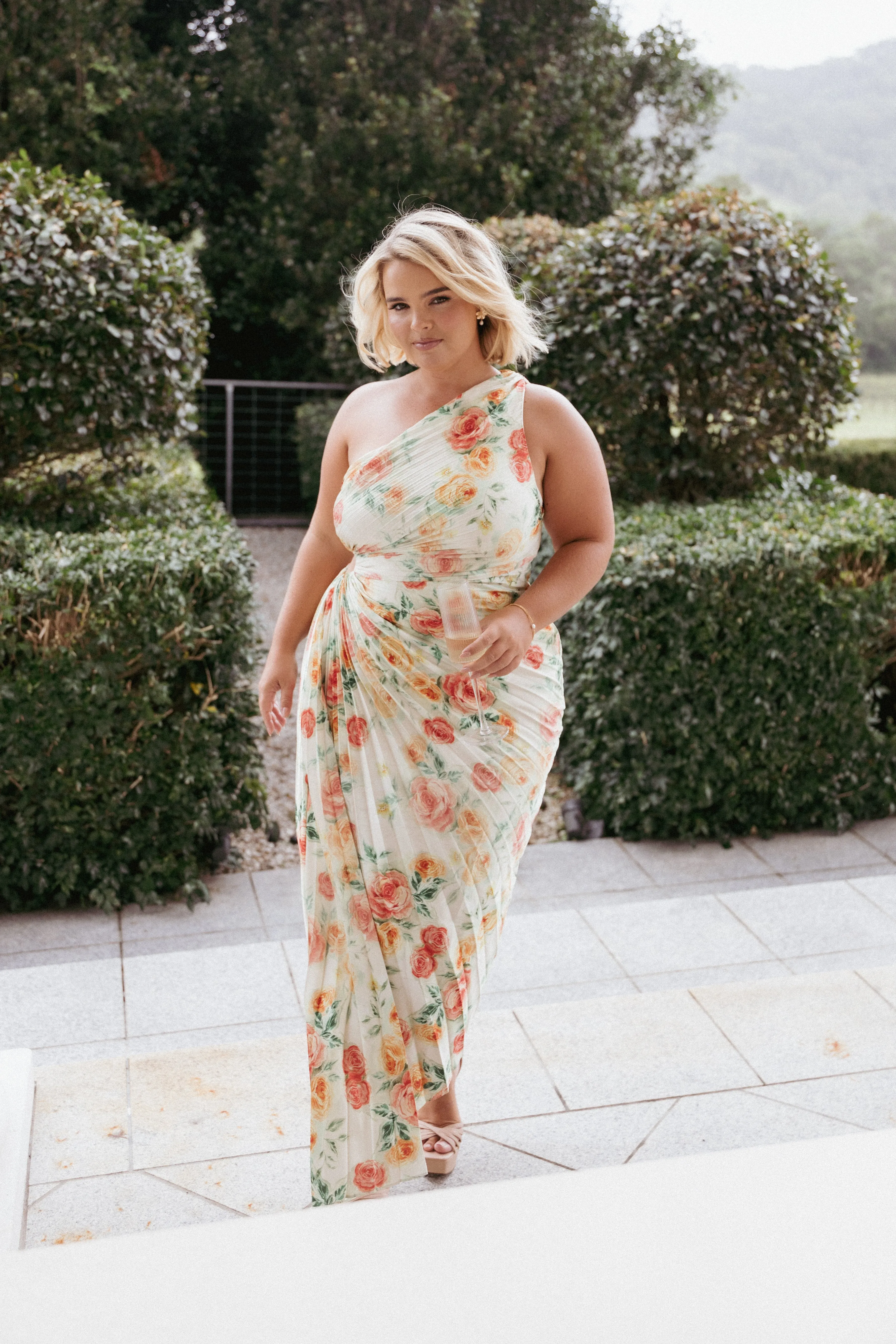 Kleo One Shoulder Maxi Dress - Yellow Floral sold by Petal & Pup