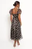Farryn Maxi Dress - Black Beige Floral sold by Petal & Pup