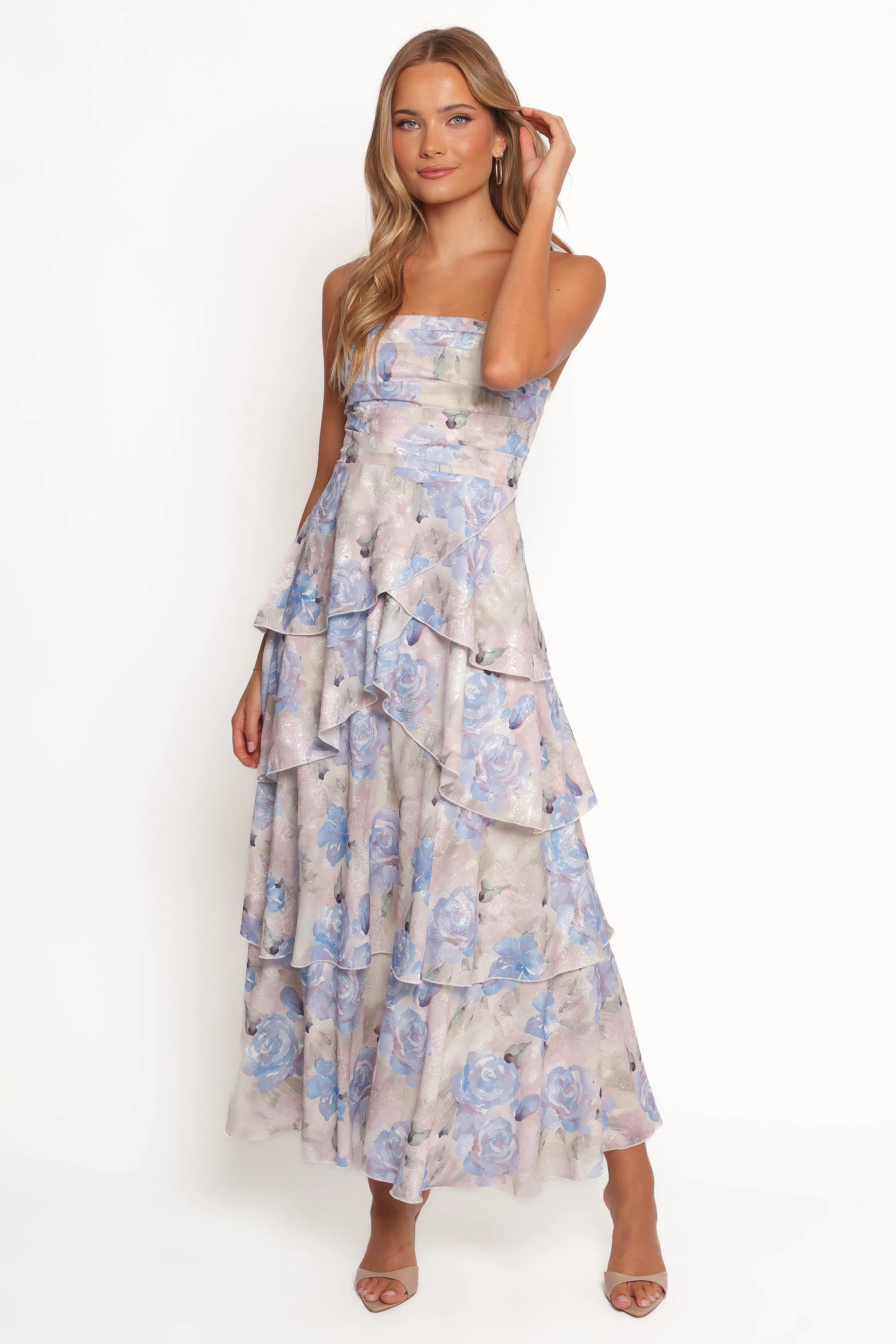 Admira Strapless Maxi Dress - Blue Floral sold by Petal & Pup product image thumbnail 2