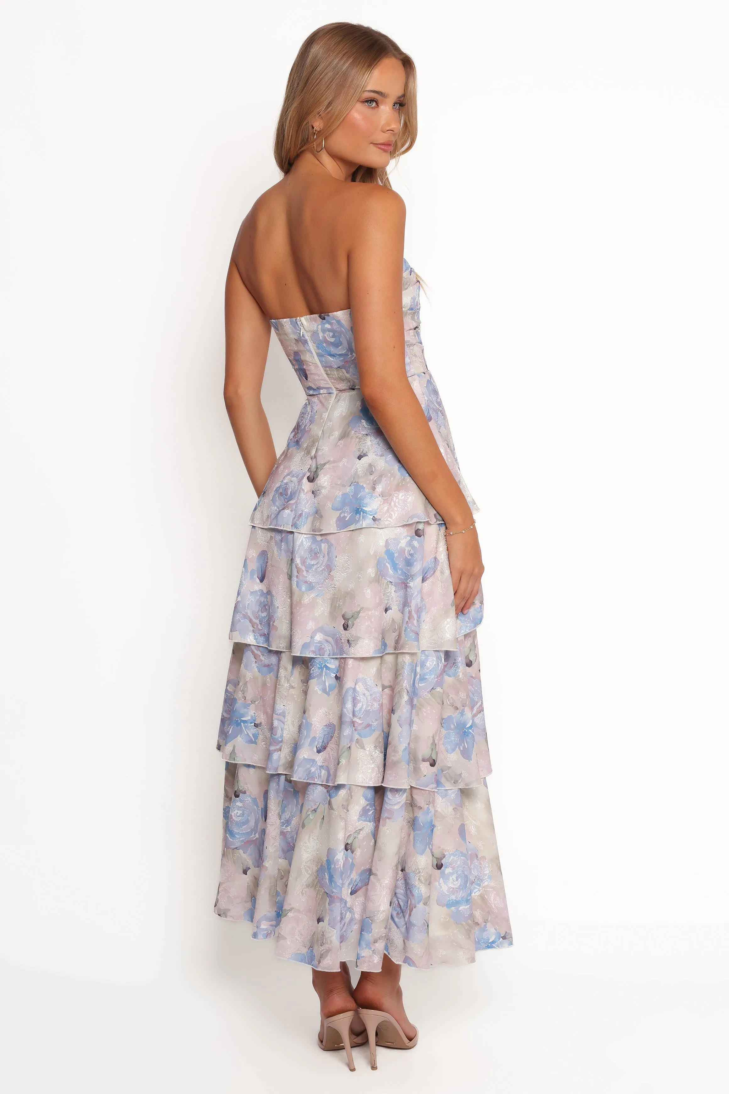 Admira Strapless Maxi Dress - Blue Floral sold by Petal & Pup product image thumbnail 5