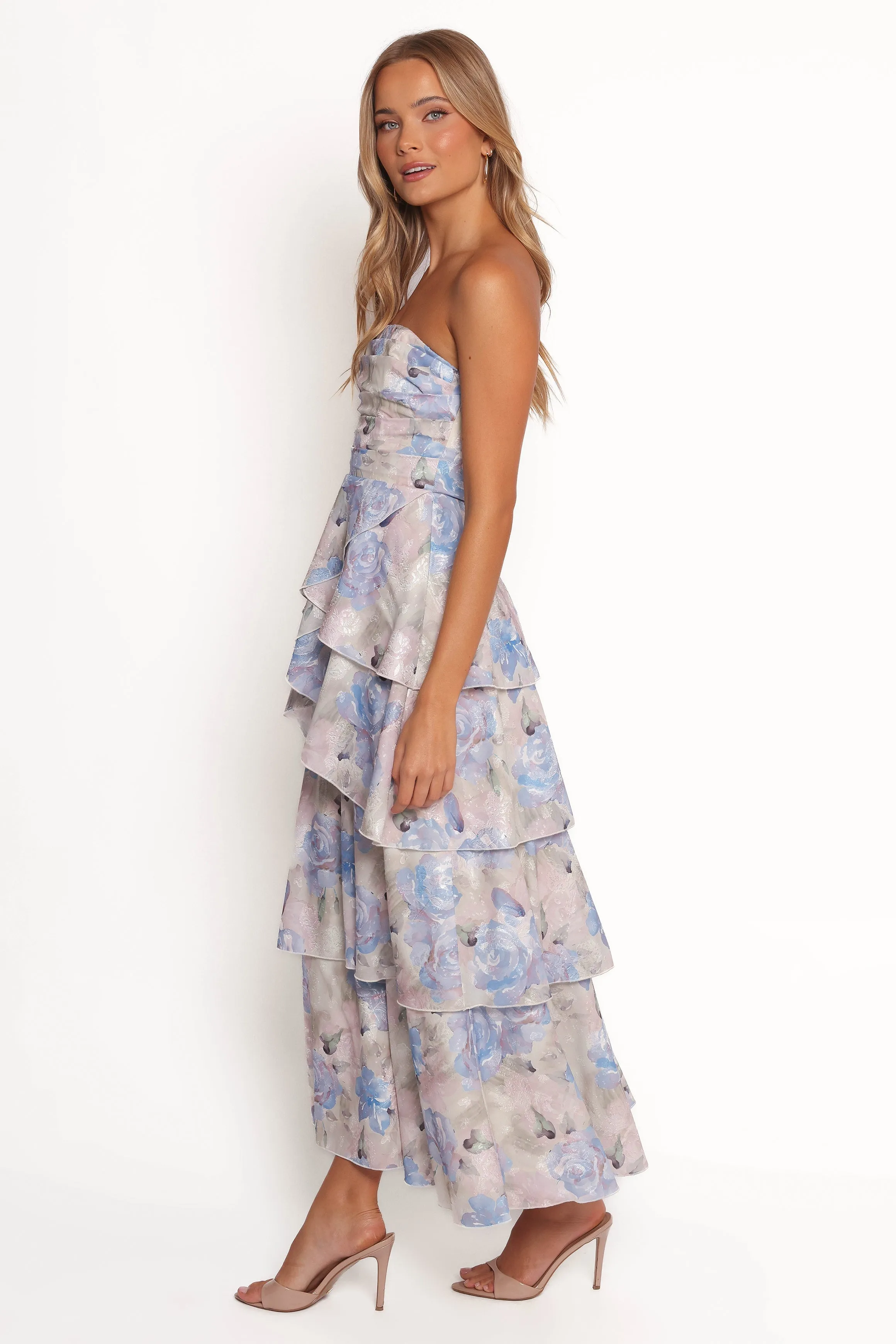Admira Strapless Maxi Dress - Blue Floral sold by Petal & Pup product image thumbnail 4