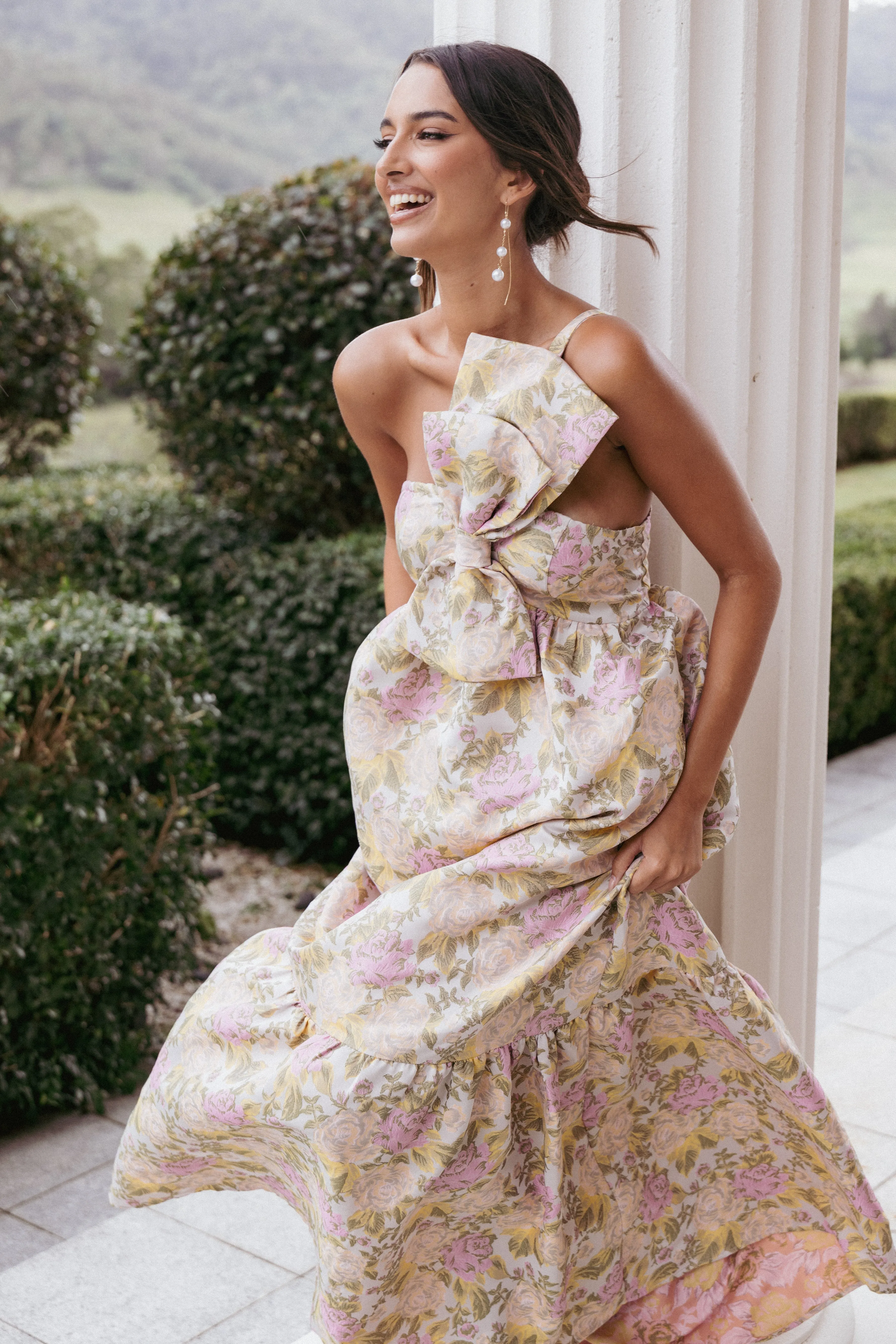 Betina Bow Front Maxi Dress - Multi Floral sold by Petal & Pup
