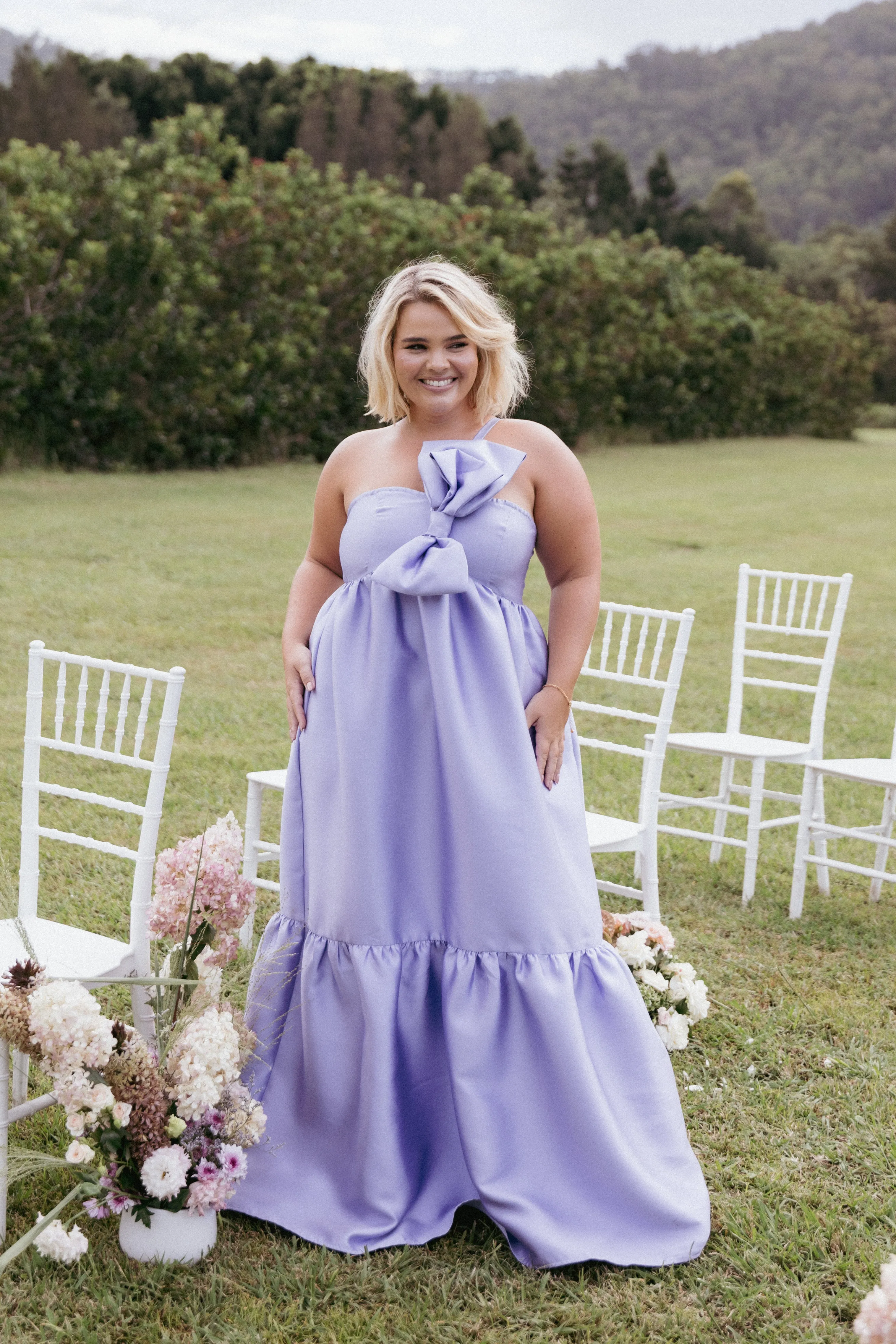 Betina Bow Front Maxi Dress - Lilac sold by Petal & Pup