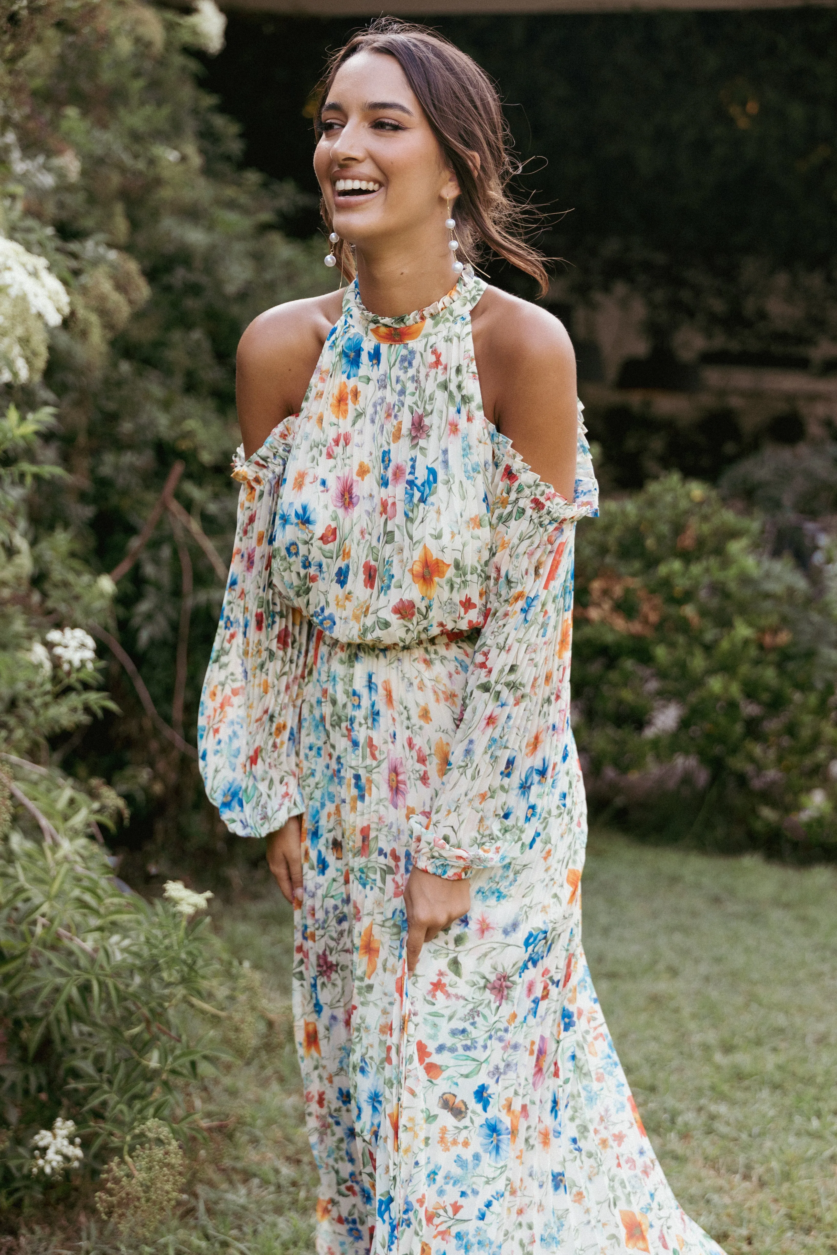 Hilary Pleated Maxi Dress - Garden Floral sold by Petal & Pup
