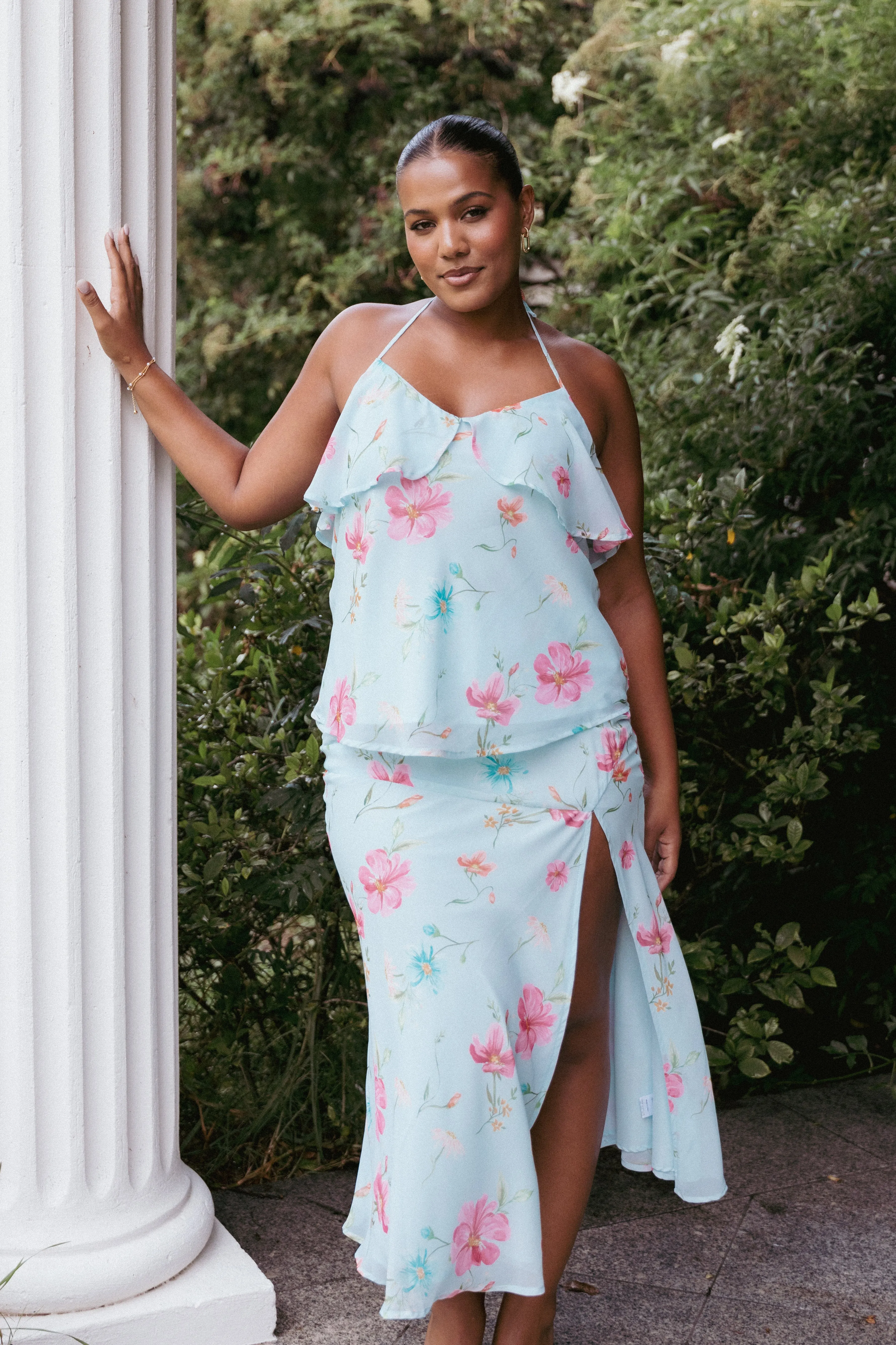 Valeria Skirt Set - Blue Floral sold by Petal & Pup