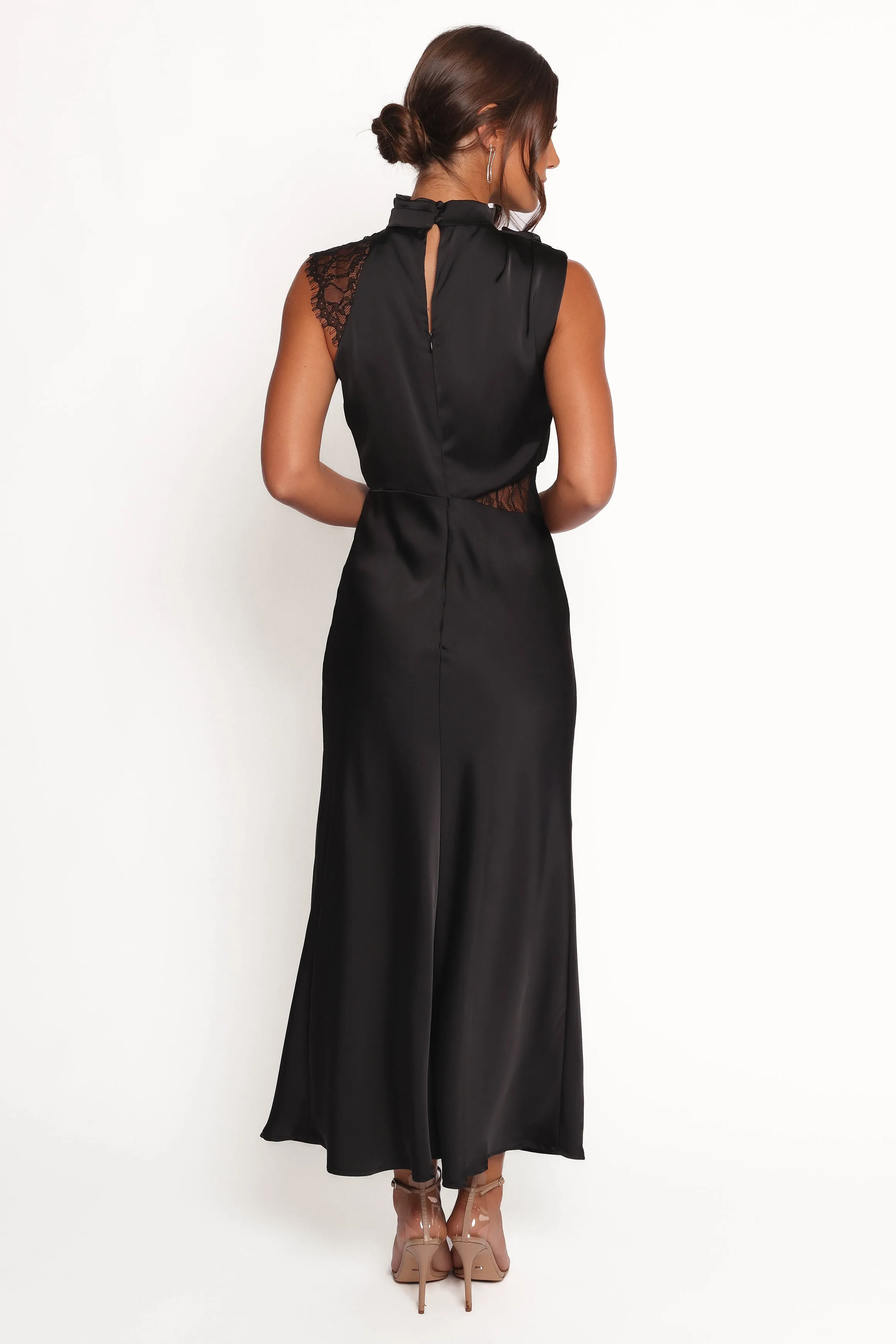 Anabelle Halter Neck Lace Maxi Dress - Black sold by Petal & Pup product image thumbnail 5