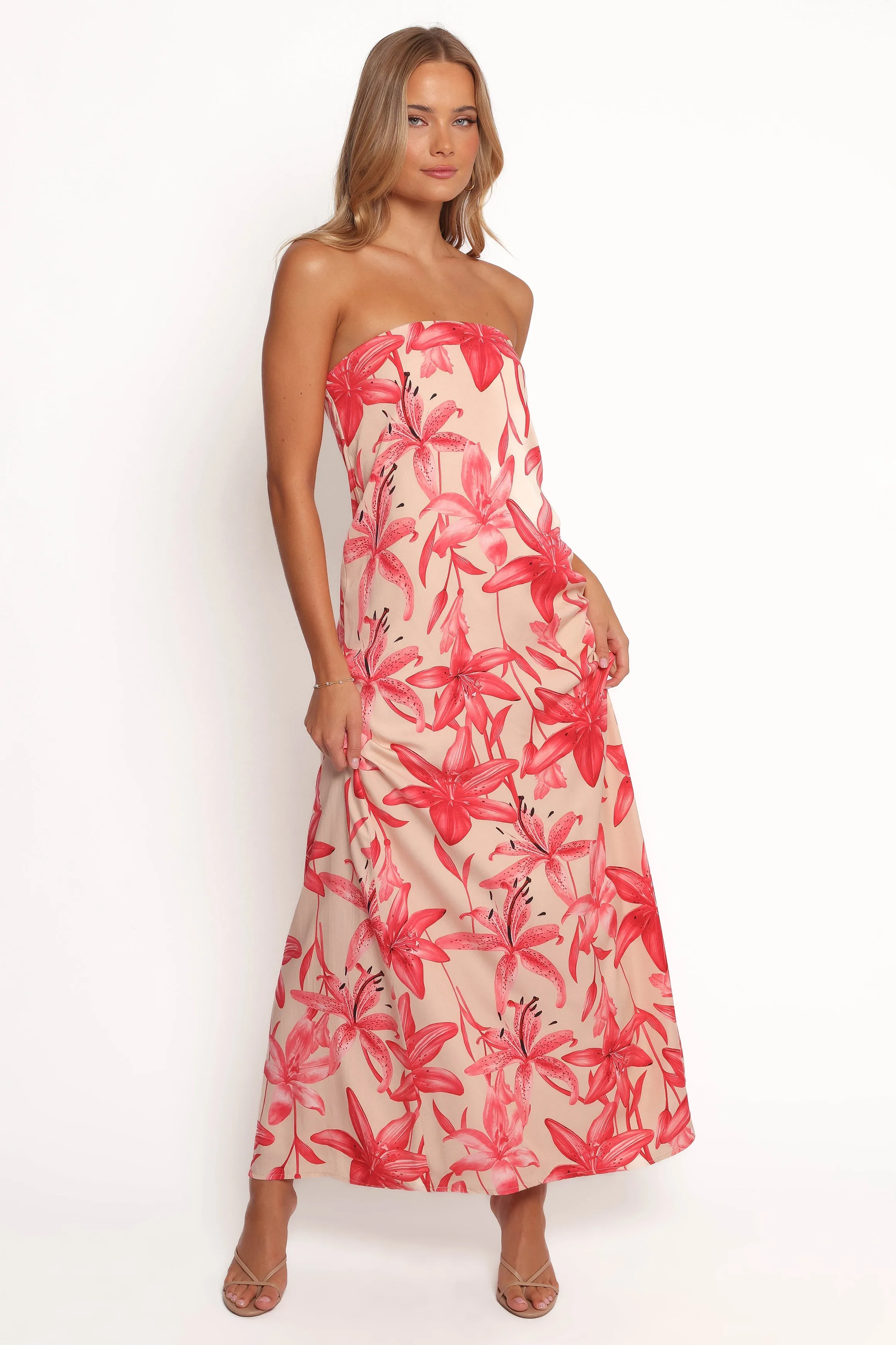 Lani A Line Strapless Maxi Dress - Pink Floral sold by Petal & Pup product image thumbnail 2