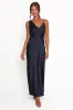 Anela Asymmetric Midi Dress - Navy sold by Petal & Pup