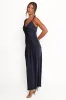 Anela Asymmetric Midi Dress - Navy sold by Petal & Pup