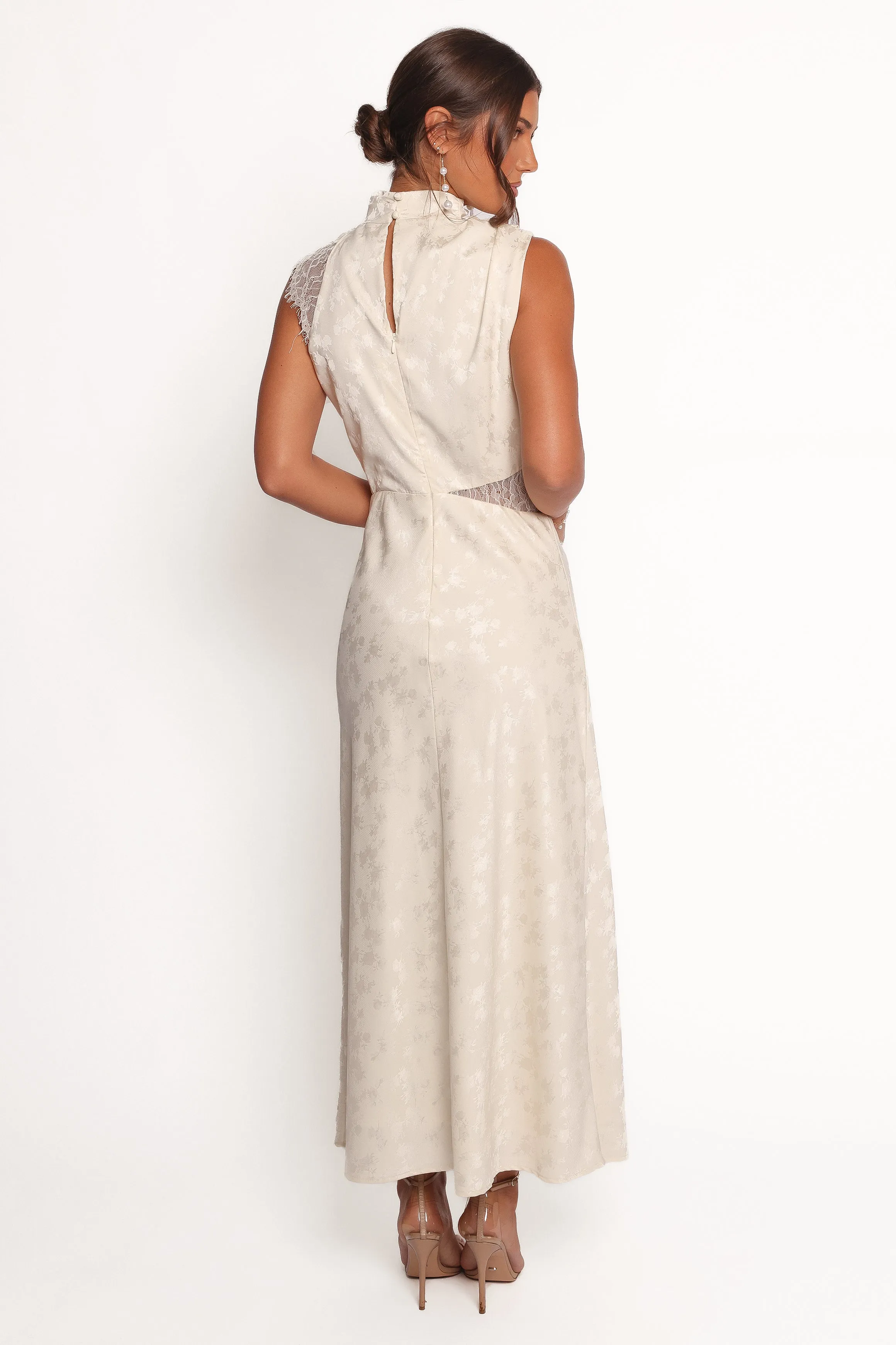 Anabelle Halter Neck Lace Maxi Dress - White sold by Petal & Pup product image thumbnail 5