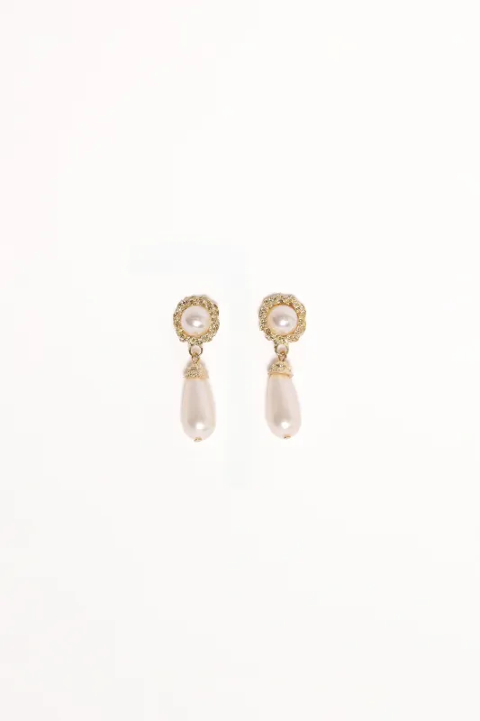 Estelle Earrings - Gold/Pearl sold by Petal & Pup