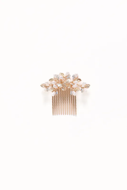 Madelaine Hair Comb - Gold/Pearl sold by Petal & Pup