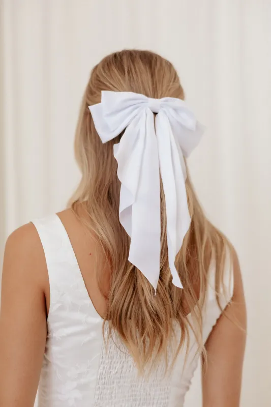 Grace Hair Bow - White sold by Petal & Pup