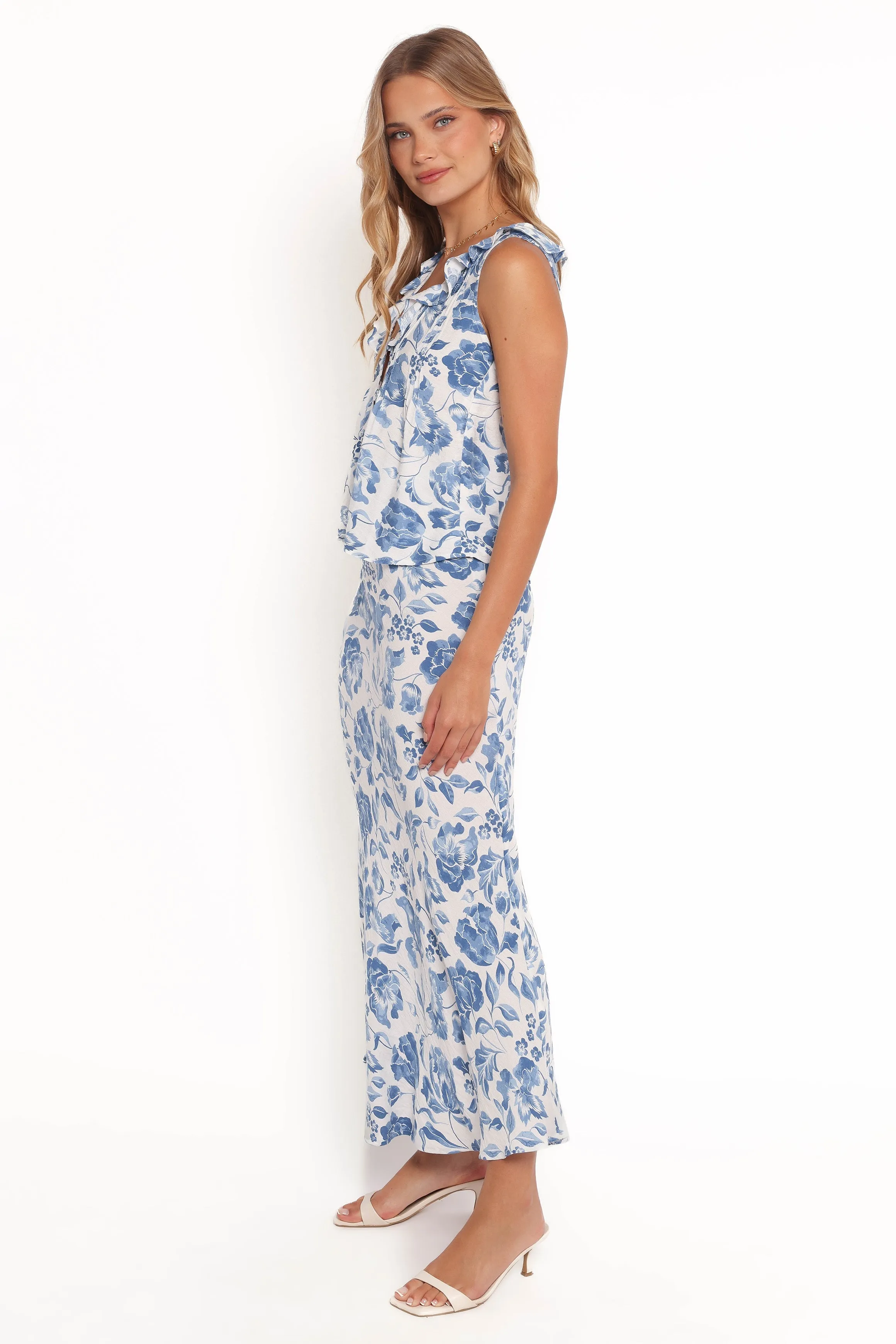 Claud Maxi Skirt - Blue White Floral sold by Petal & Pup product image thumbnail 3