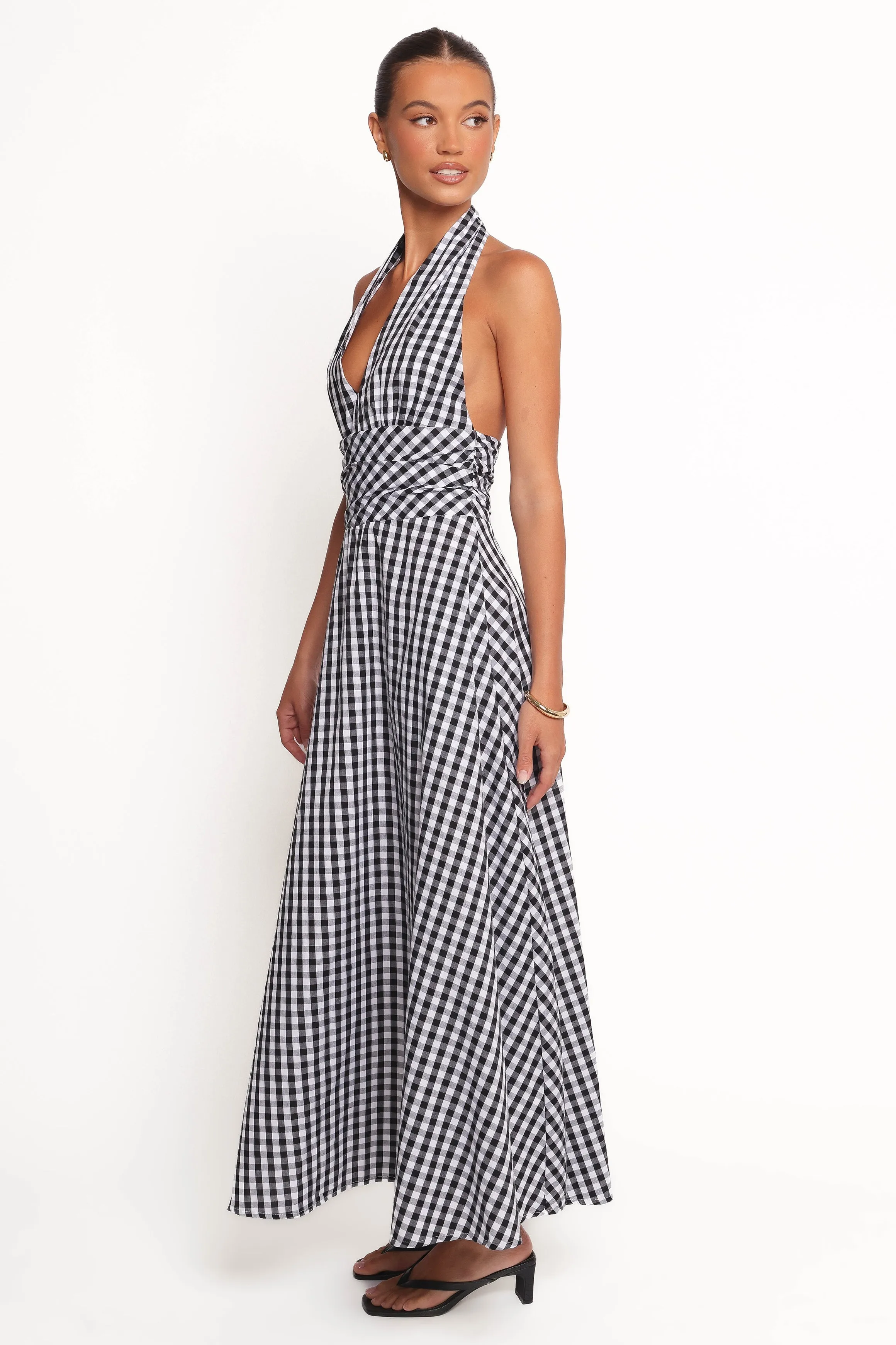 Solene Maxi Halterneck Dress - Black/White sold by Petal & Pup product image thumbnail 4