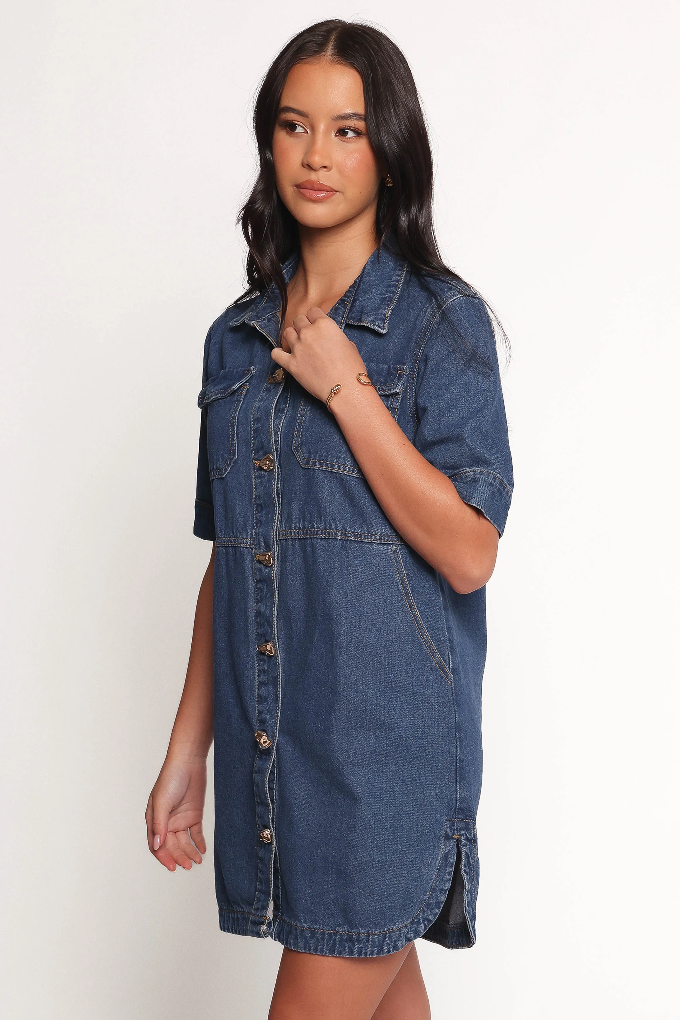 Fleming Shirt Mini Dress - Denim sold by Petal & Pup product image thumbnail 4