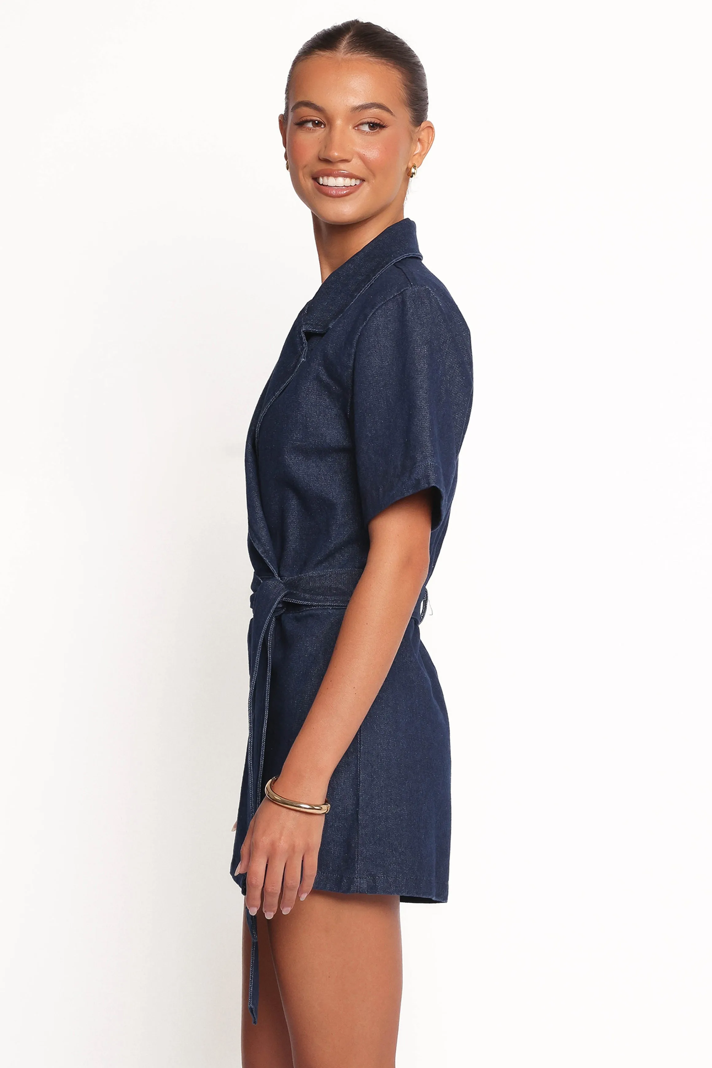 Bruna Denim Romper - Dark Wash sold by Petal & Pup product image thumbnail 4
