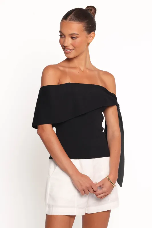 Charama Off Shoulder Knit Top - Black sold by Petal & Pup