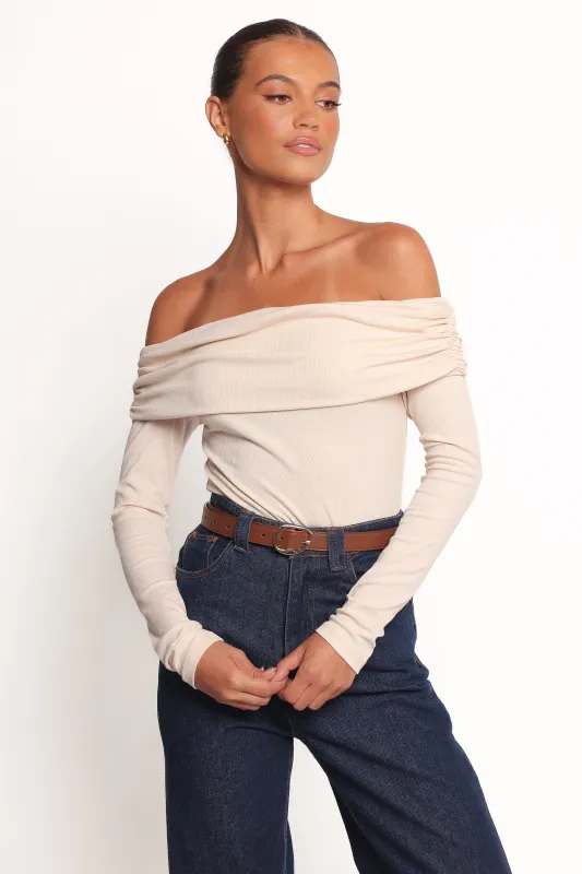 Thomsie Off Shoulder Knit Top - Ivory sold by Petal & Pup