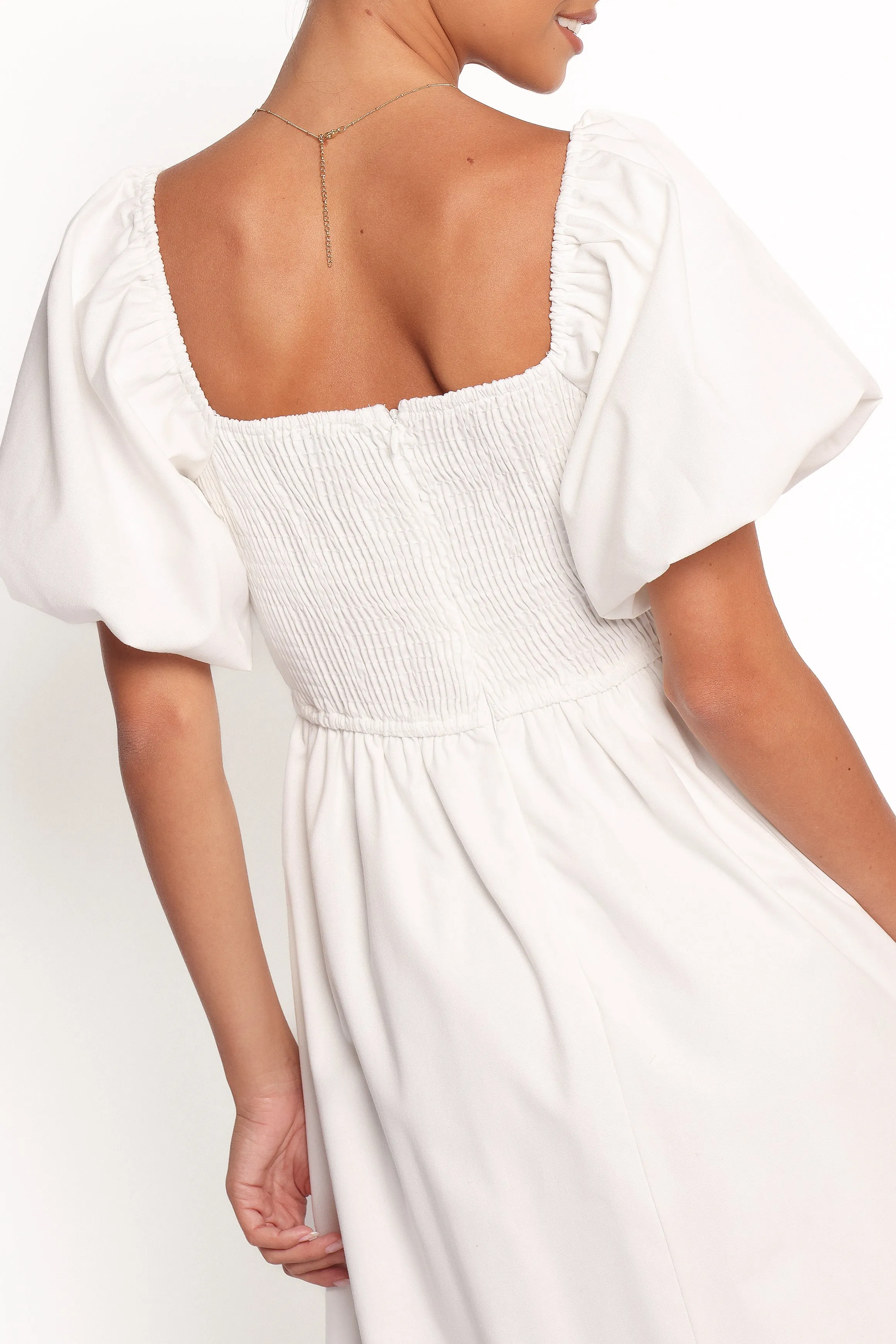 Clo Puff Sleeve Midi Dress - White sold by Petal & Pup product image thumbnail 5