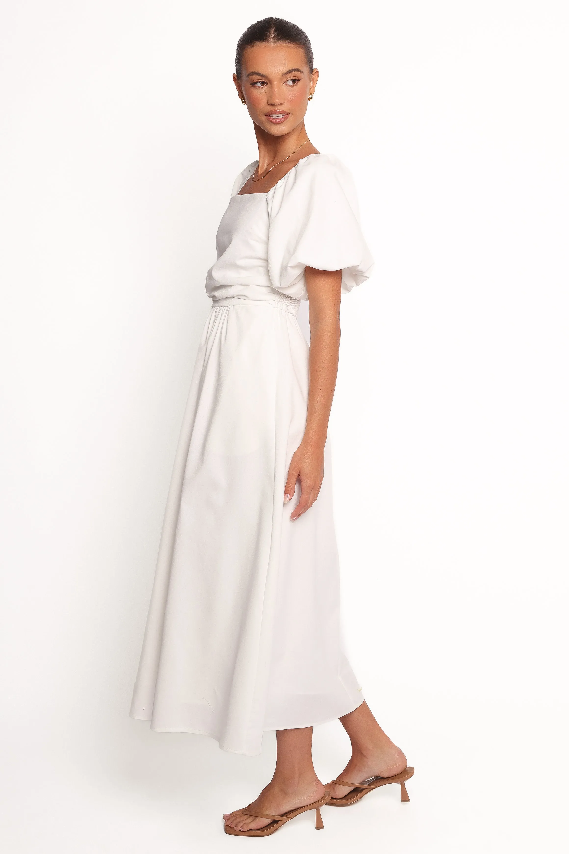Clo Puff Sleeve Midi Dress - White sold by Petal & Pup product image thumbnail 3