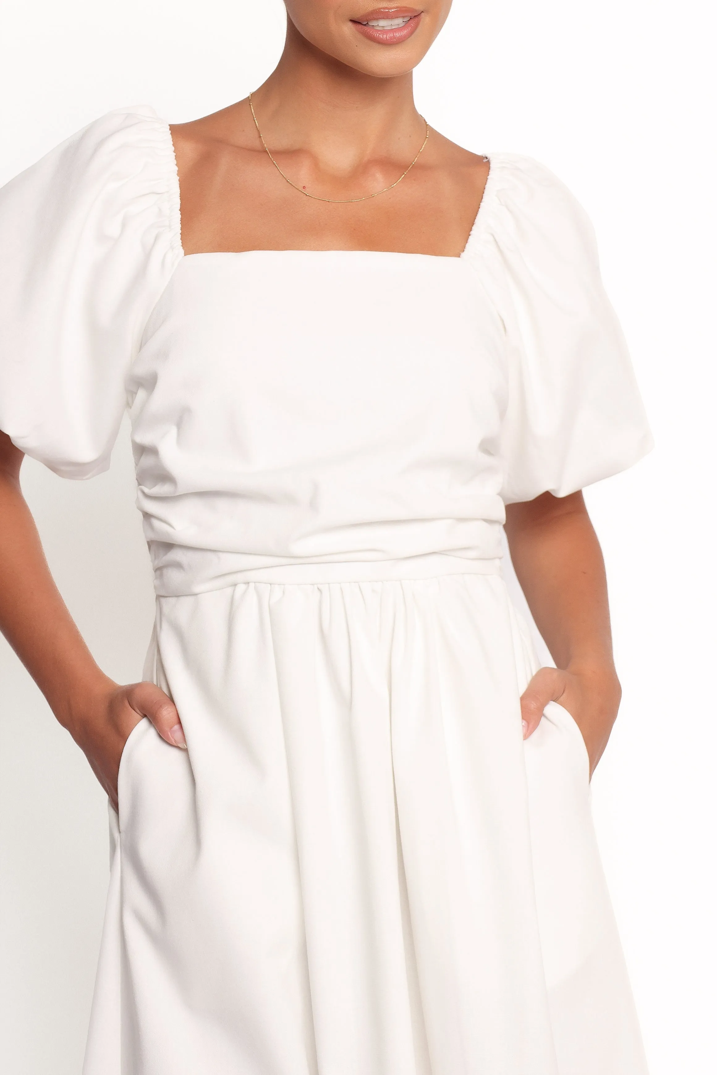 Clo Puff Sleeve Midi Dress - White sold by Petal & Pup product image thumbnail 2