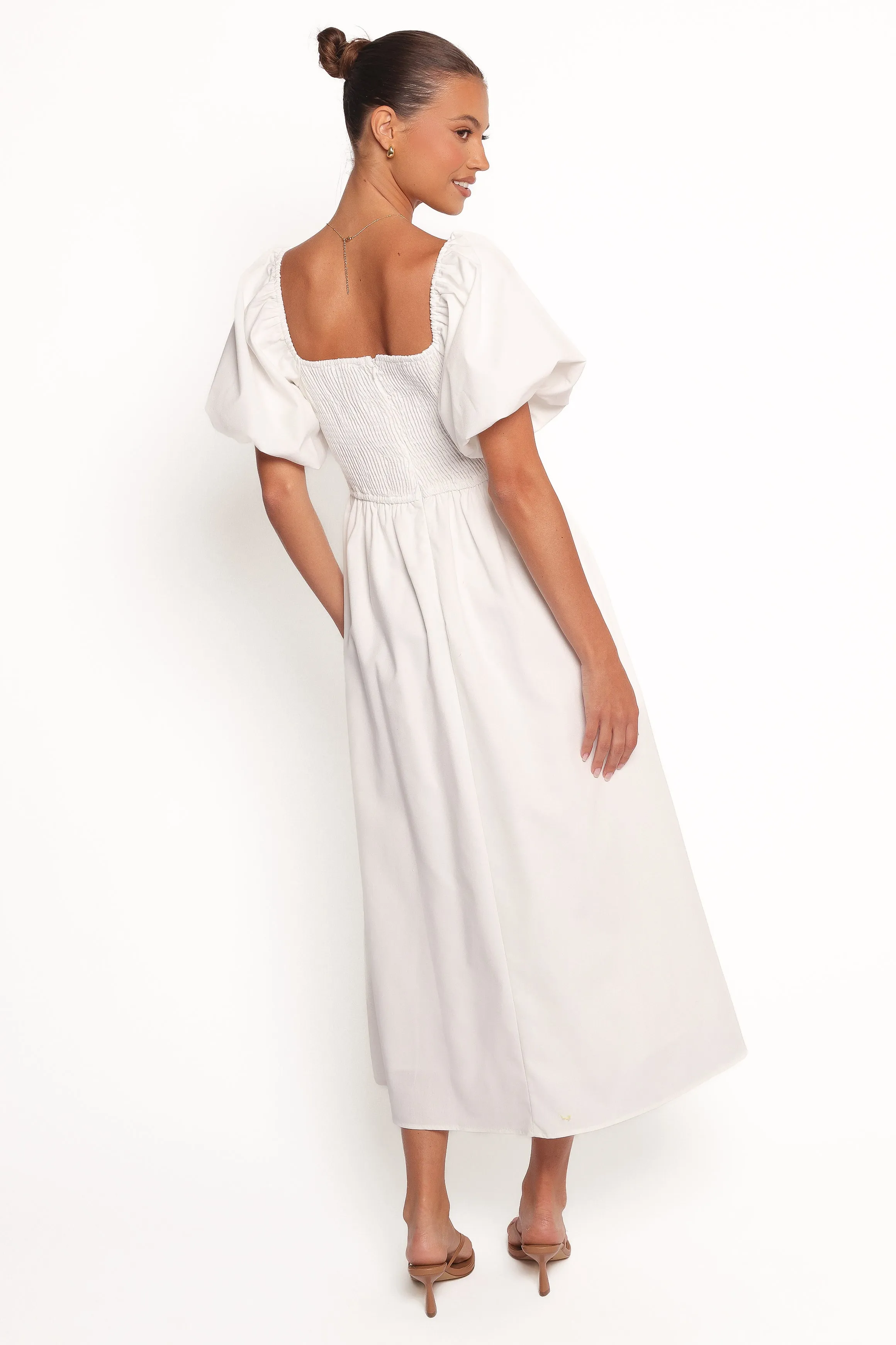 Clo Puff Sleeve Midi Dress - White sold by Petal & Pup product image thumbnail 4