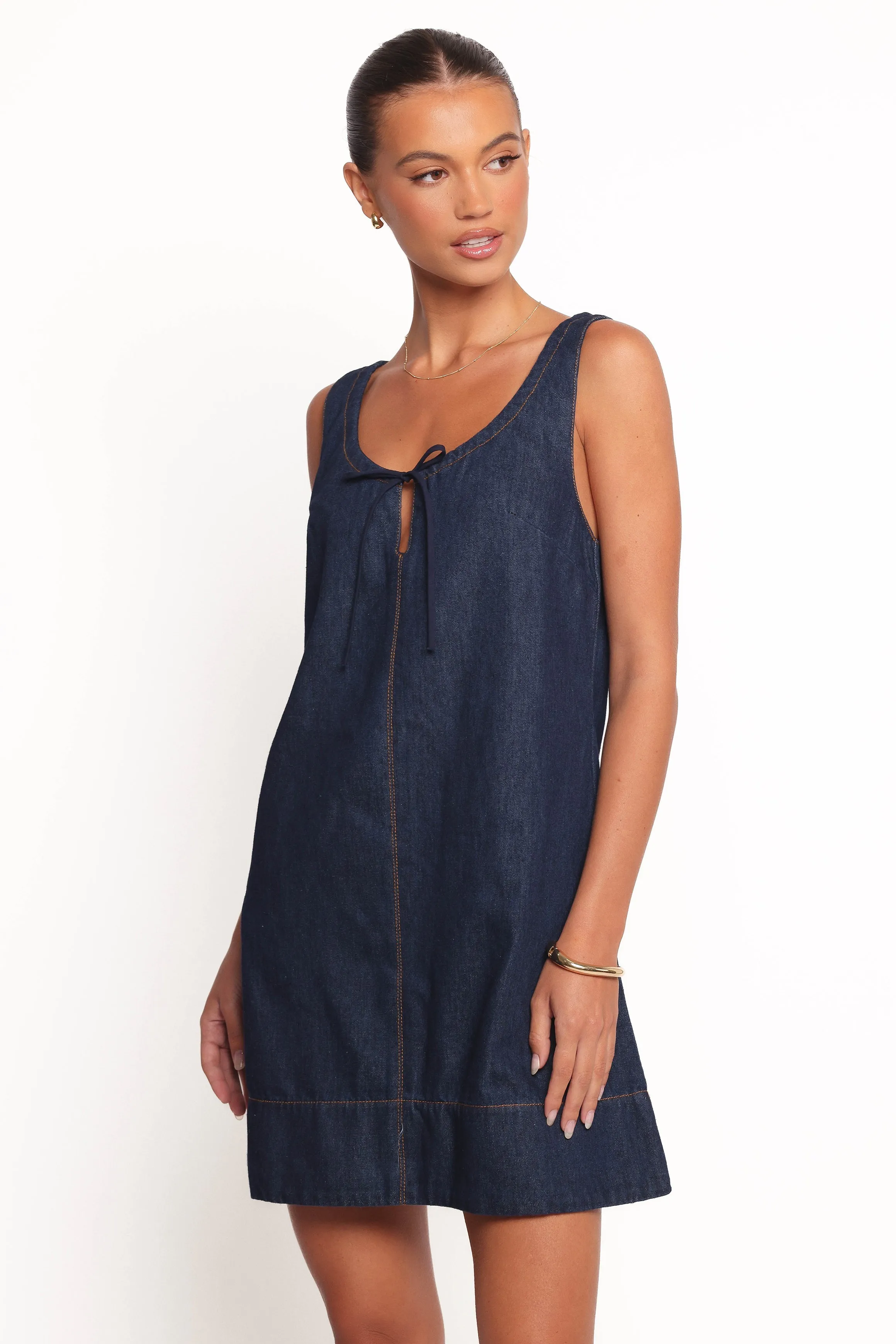 Azen Mini Dress - Dark Denim sold by Petal & Pup