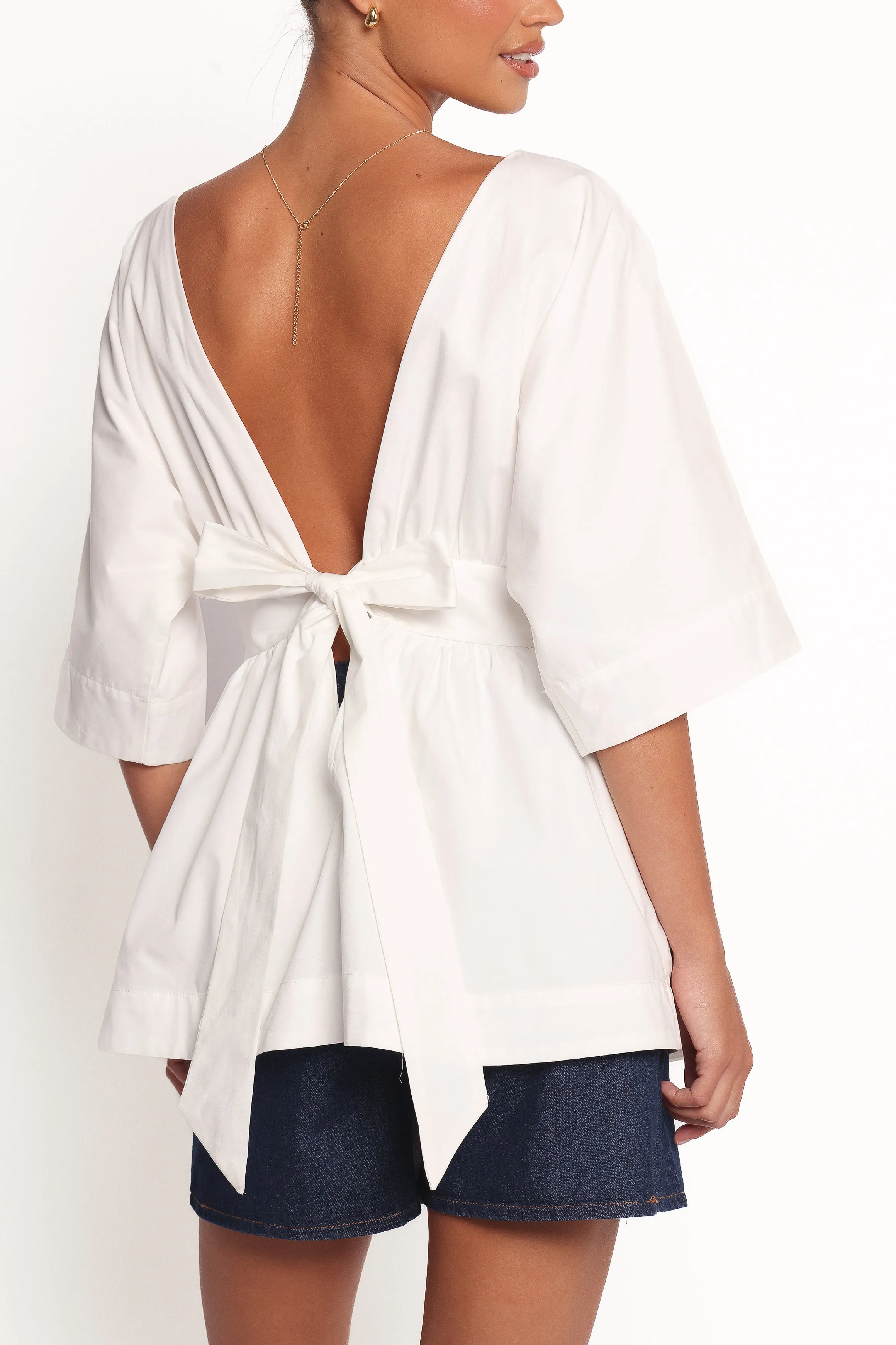 Camila Open Back Top - White sold by Petal & Pup
