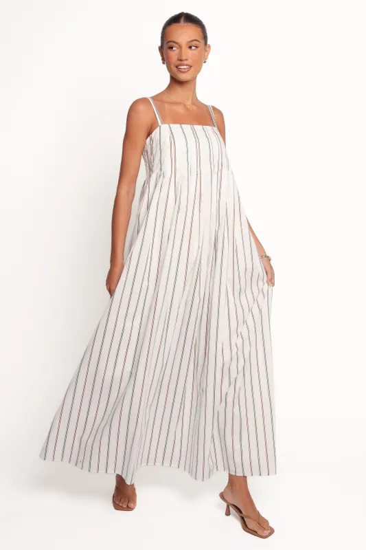 Corfu Midi Dress - Blue Stripe sold by Petal & Pup