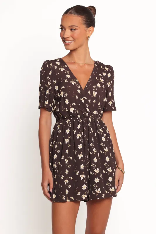 Raschelle Romper - Brown Ditsy made by Petal & Pup