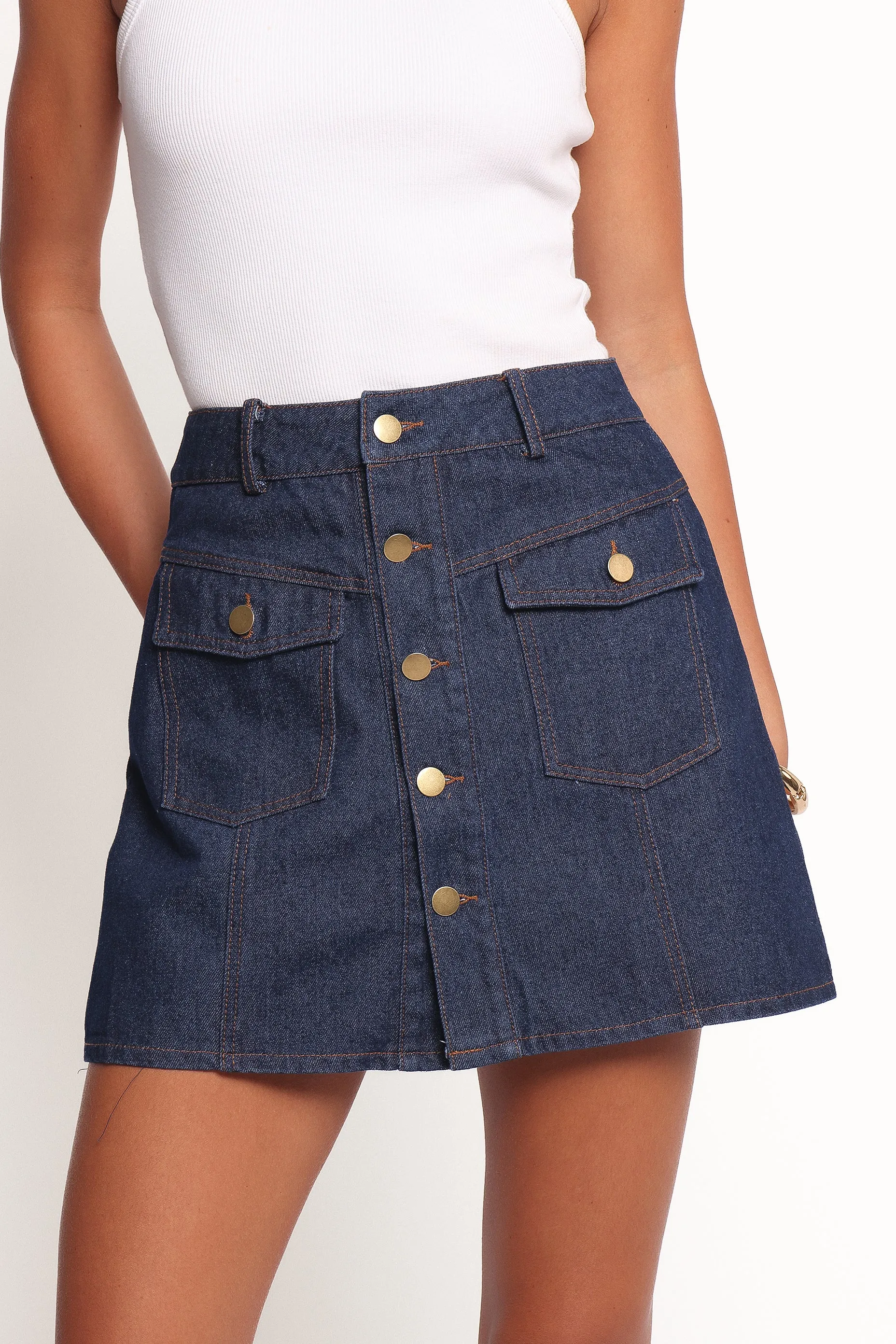 Presley Denim Skort - Dark Denim sold by Petal & Pup